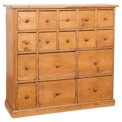 Antique Pine Apothecary Console Chest of 16 Drawers, Denmark circa 1880