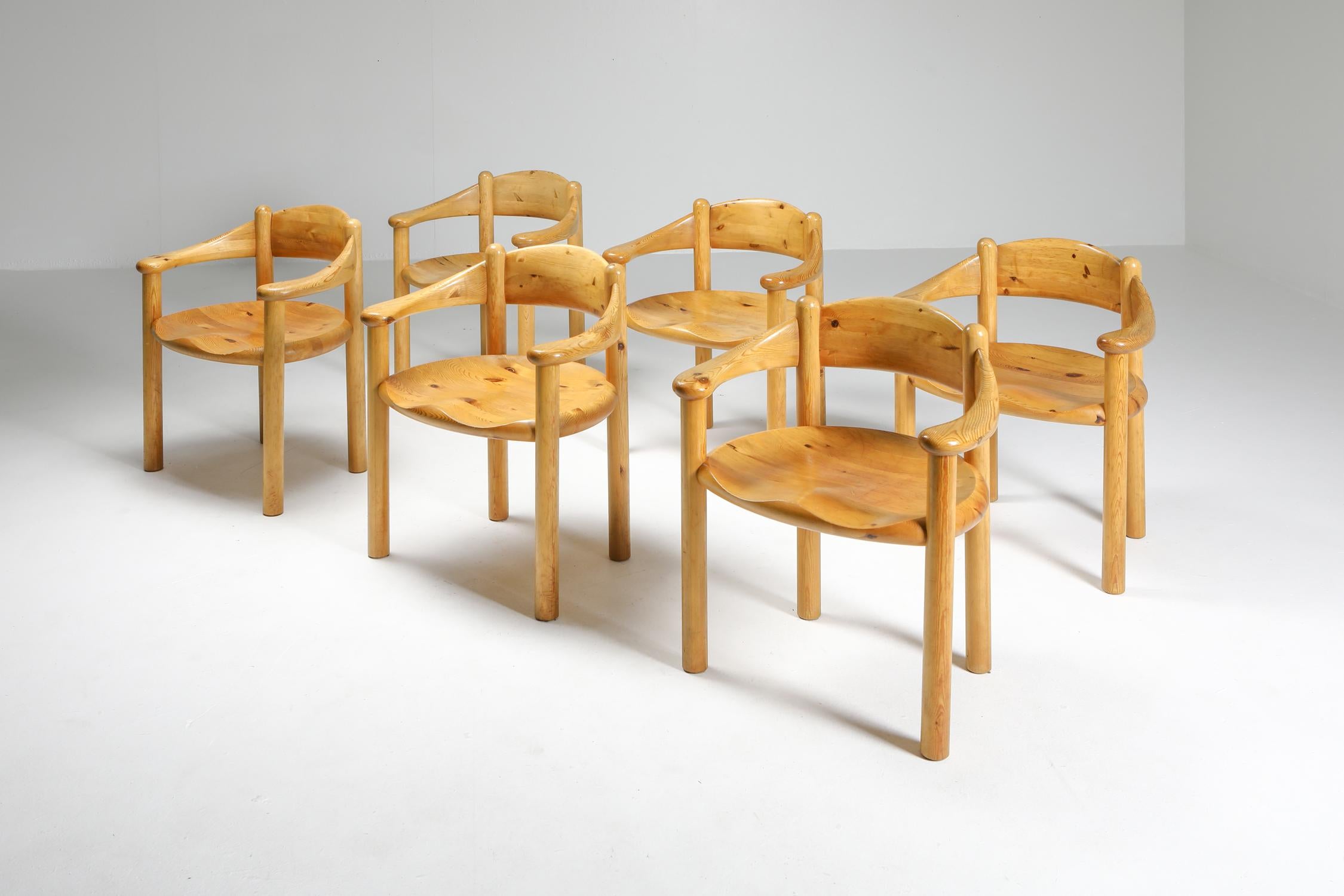 Mid-Century Modern Pine Armchairs by Rainer Daumiller