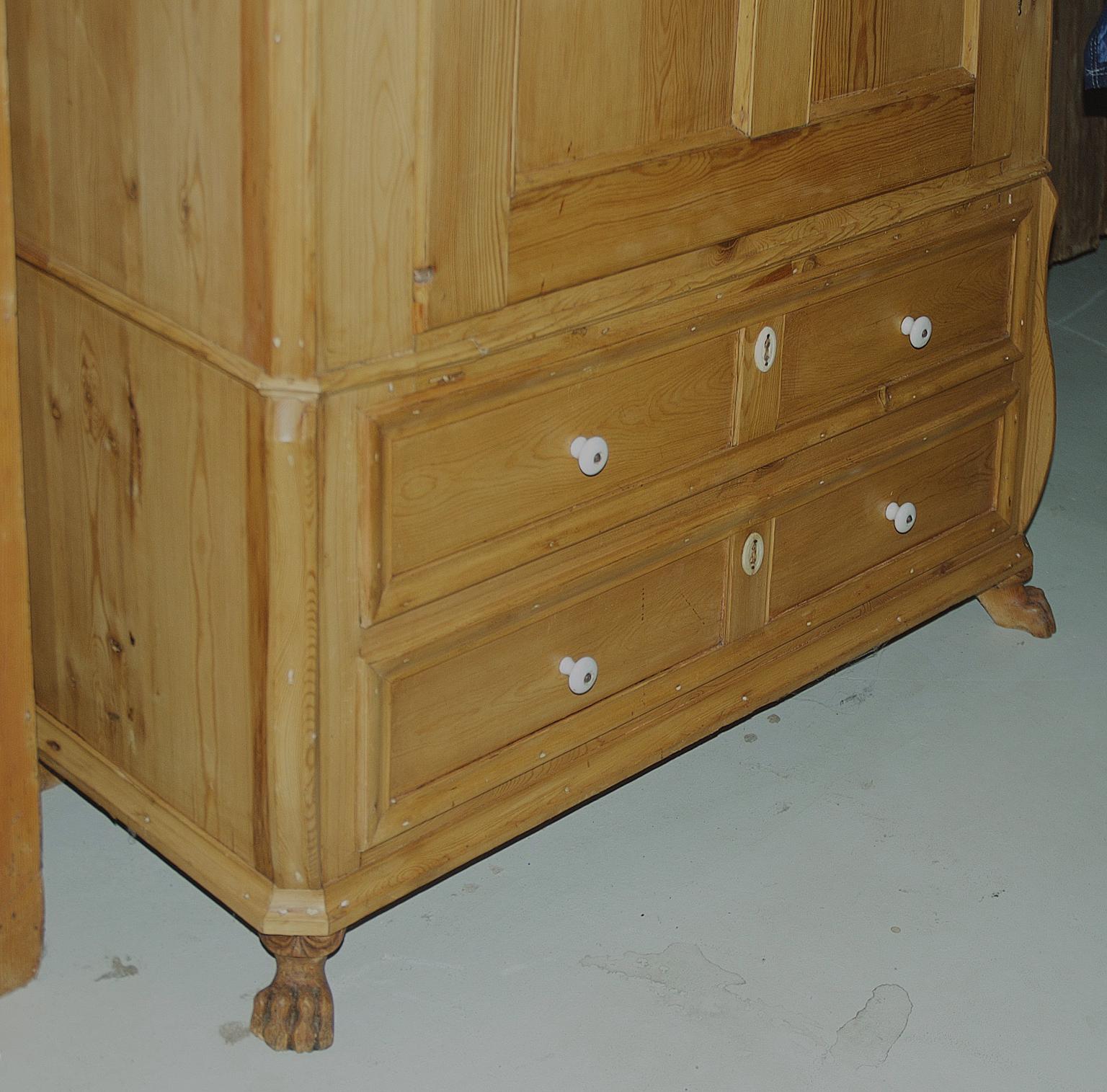 Pine Armoire w/ Single Door & Two Drawers, Denmark, c. 1835 4