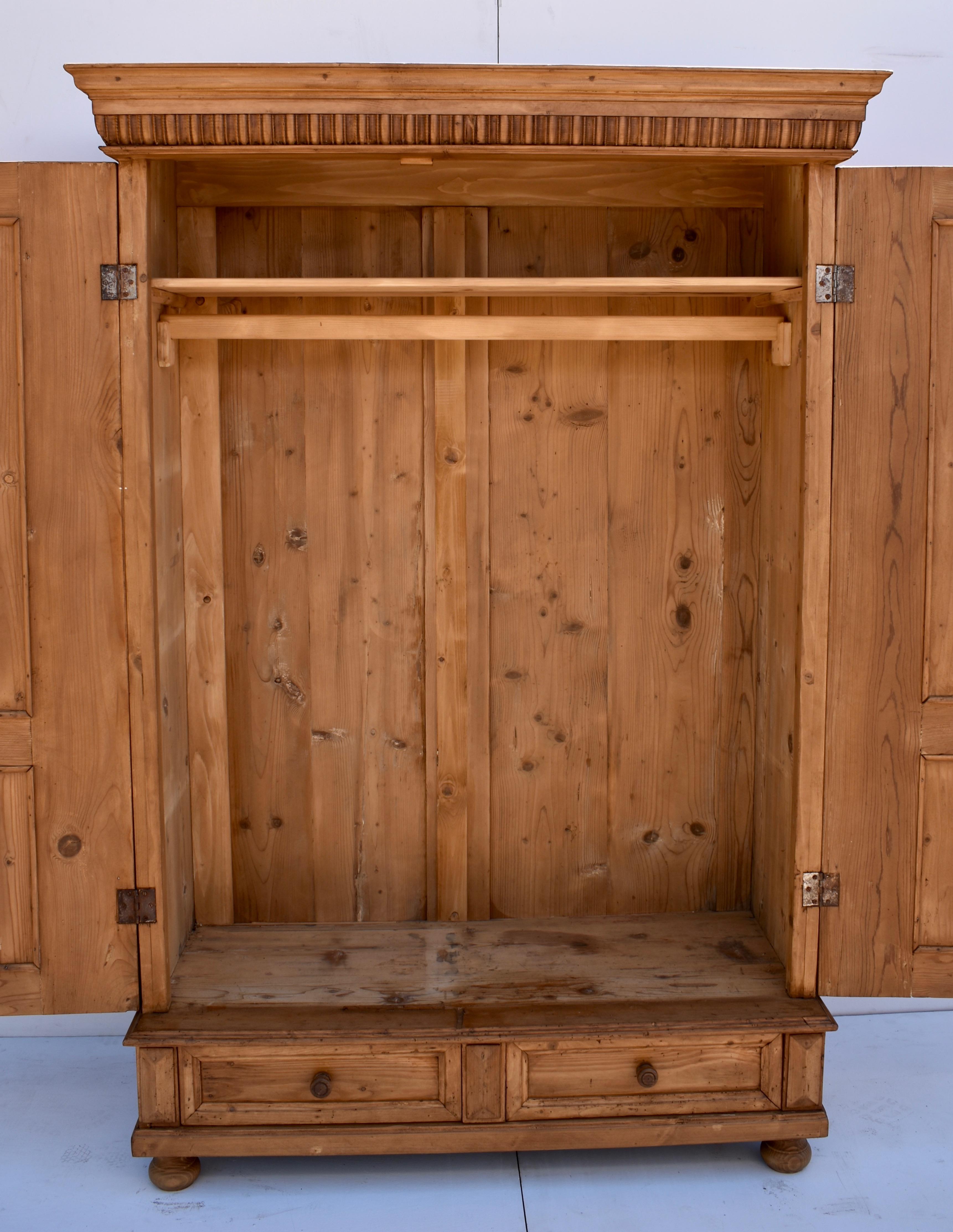 Pine Armoire with Two Doors and One Drawer 4