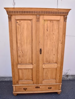 Pine Armoire with Two Doors and One Drawer