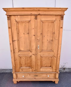 Pine Armoire with Two Doors and One Drawer