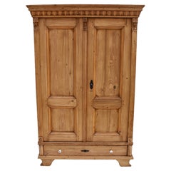Pine Armoire with Two Doors and One Drawer