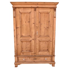 Pine Armoire with Two Doors and One Drawer