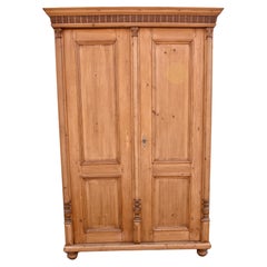 Used Pine Armoire with Two Doors and One Interior Drawer