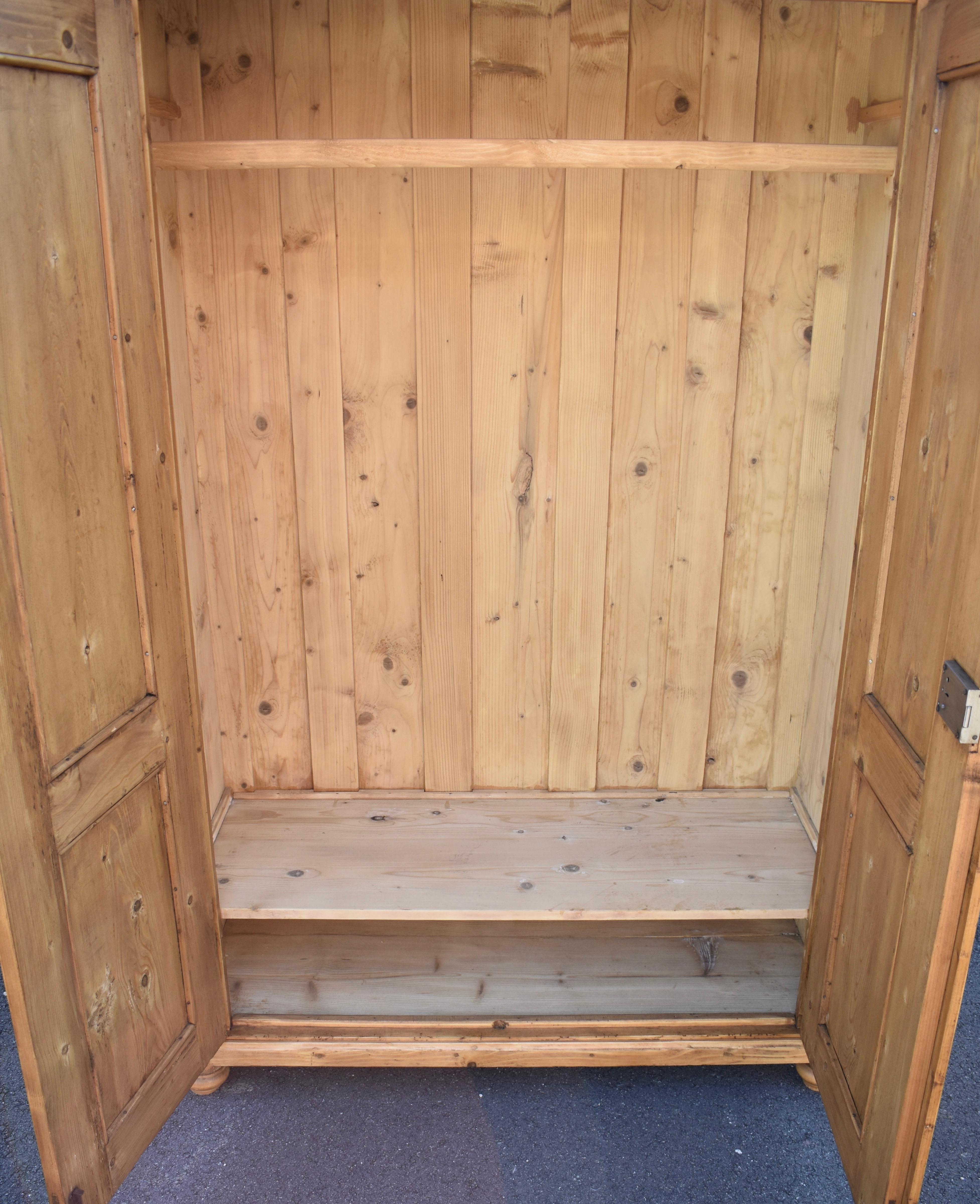 Pine Armoire with Two Doors For Sale 6