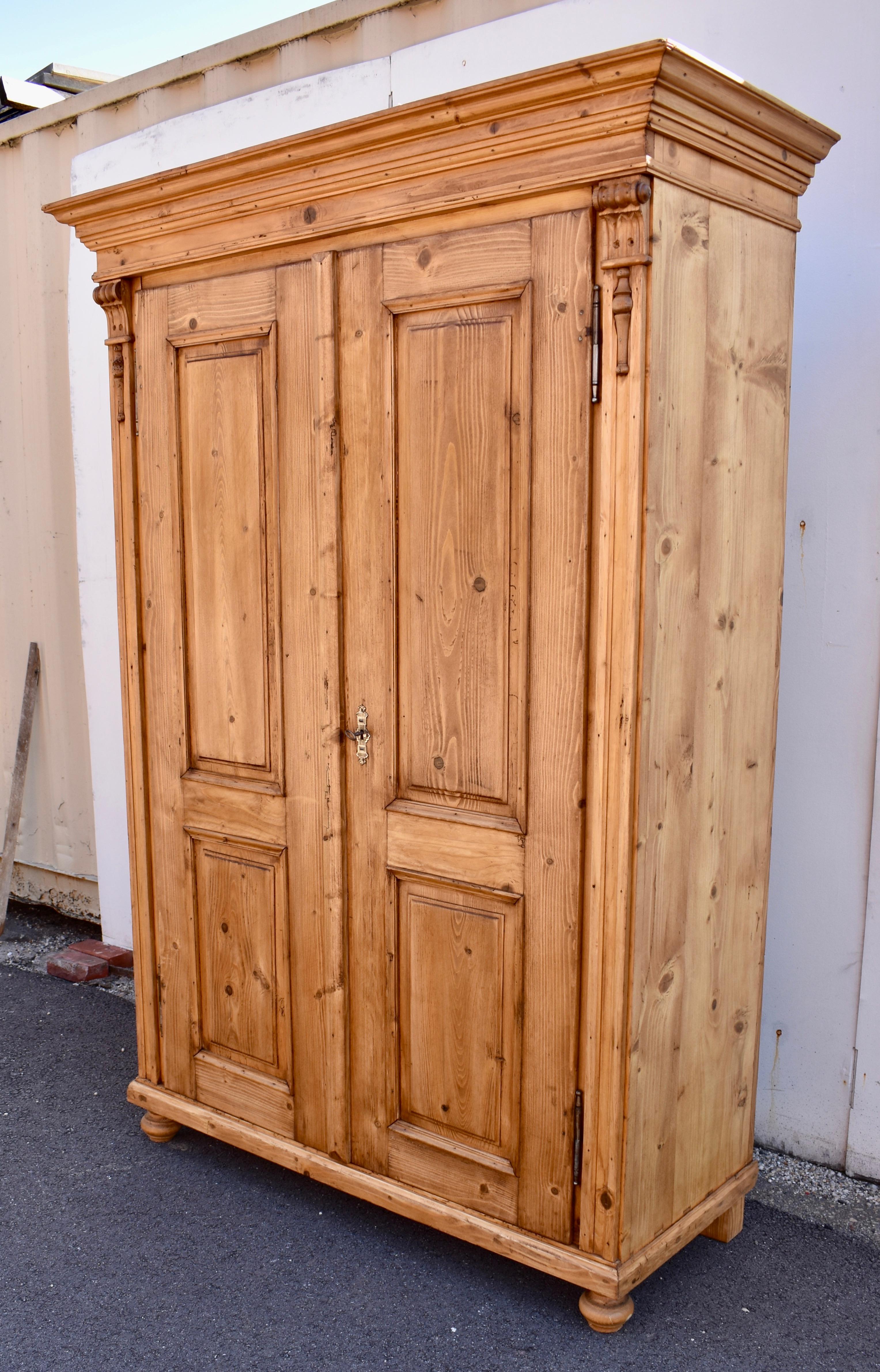 Country Pine Armoire with Two Doors For Sale