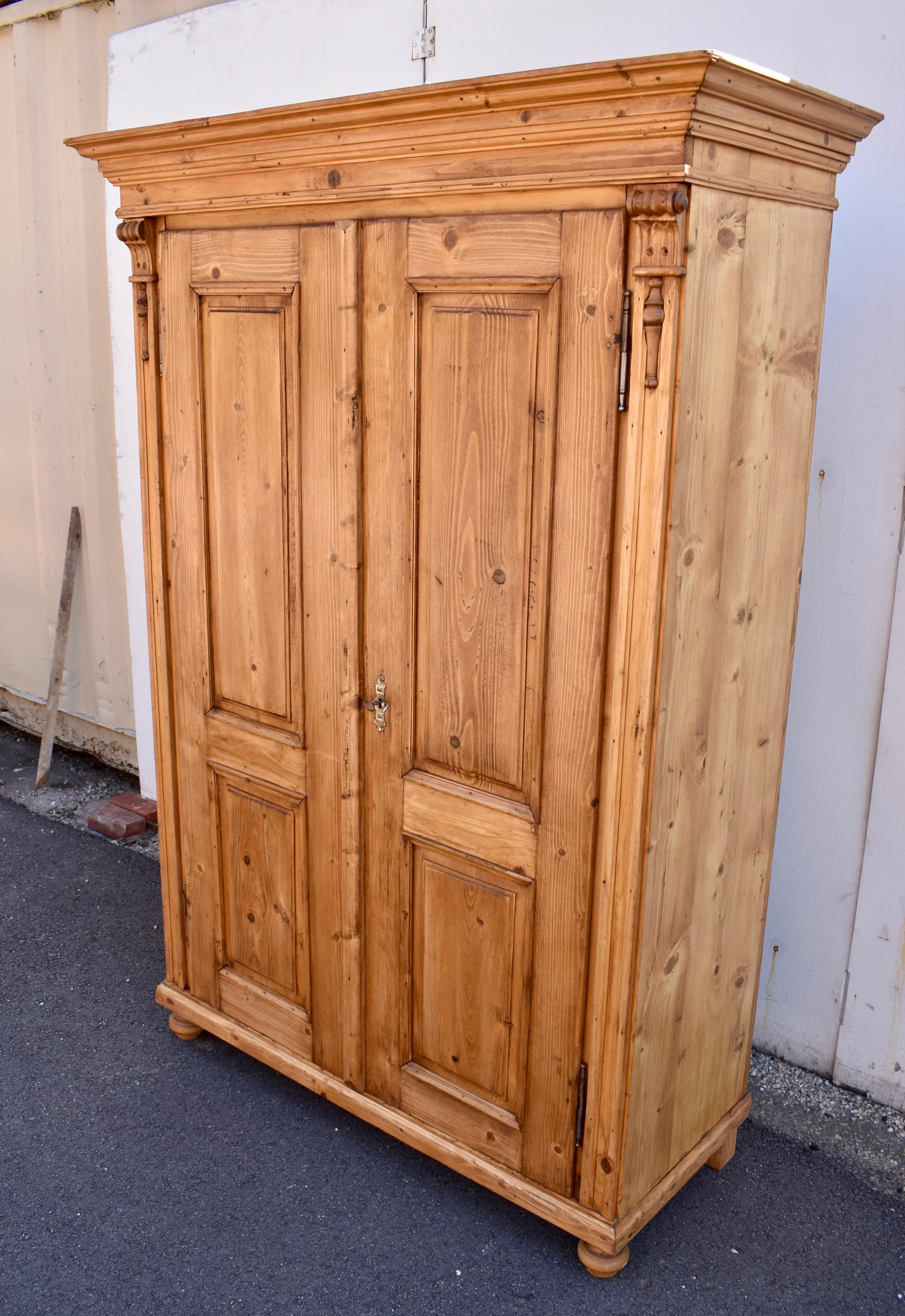 Hungarian Pine Armoire with Two Doors For Sale
