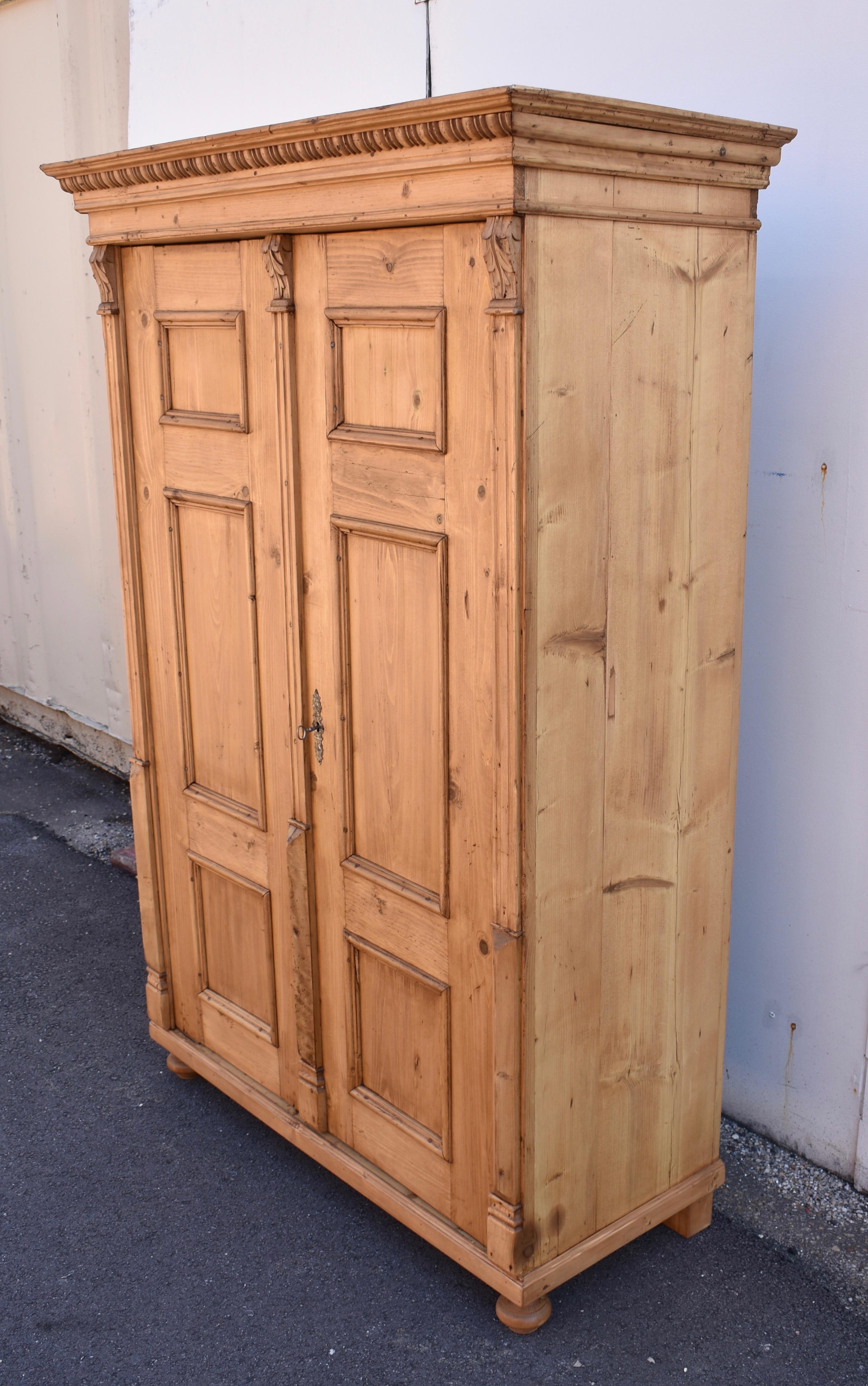 Country Pine Armoire with Two Doors