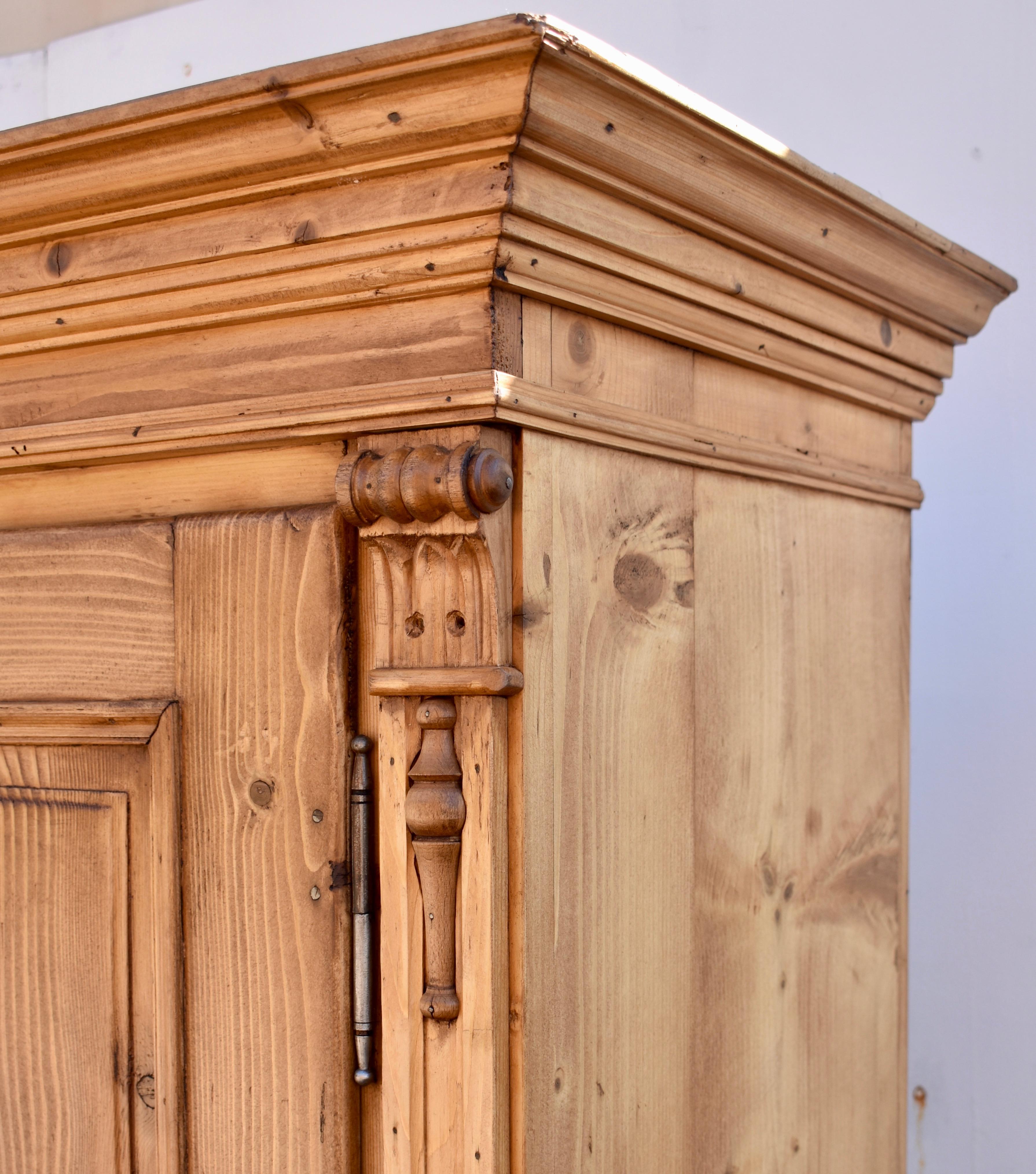 Pine Armoire with Two Doors In Good Condition For Sale In Baltimore, MD