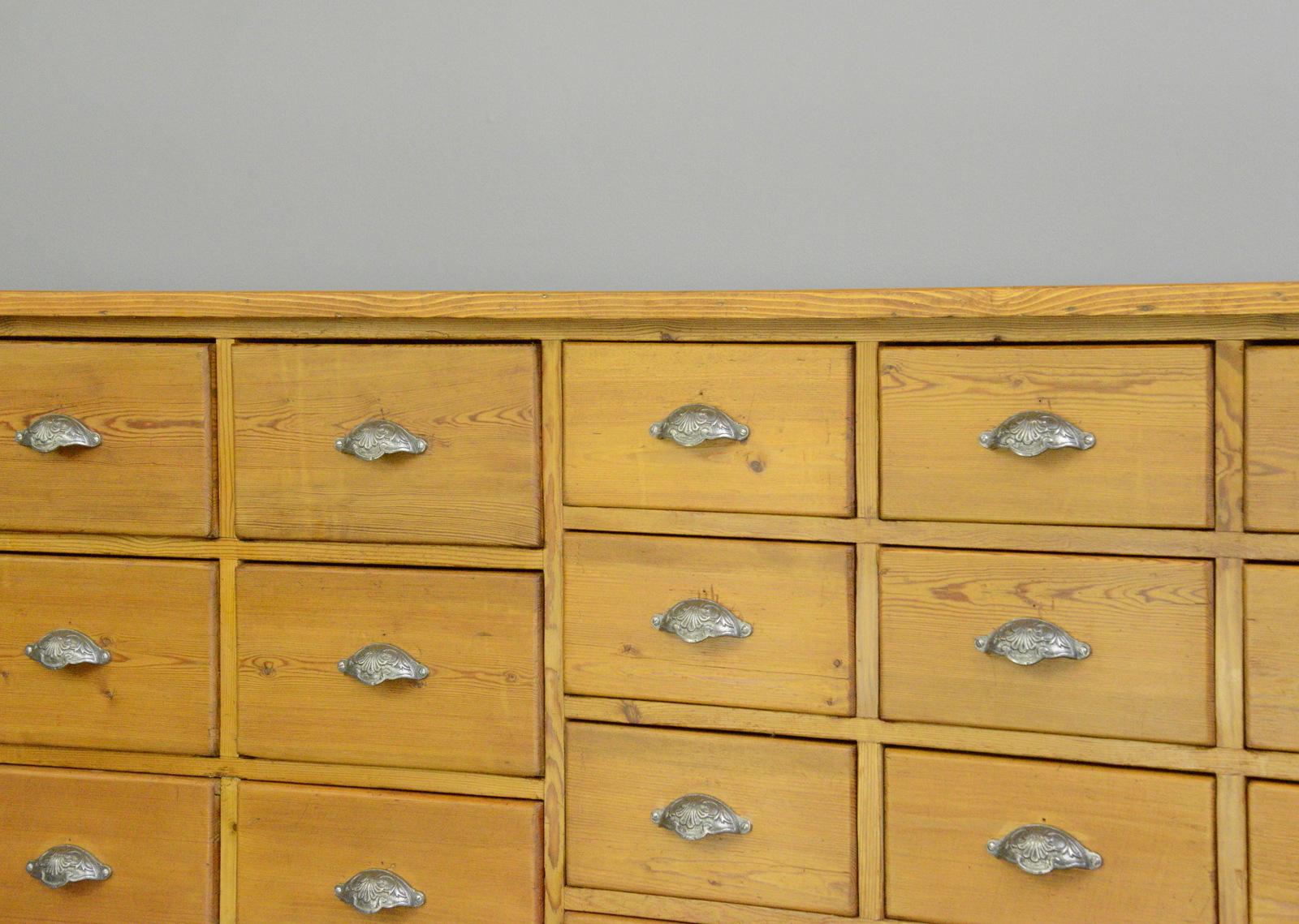 Rustic Pine Bank of Drawers, Circa 1930s