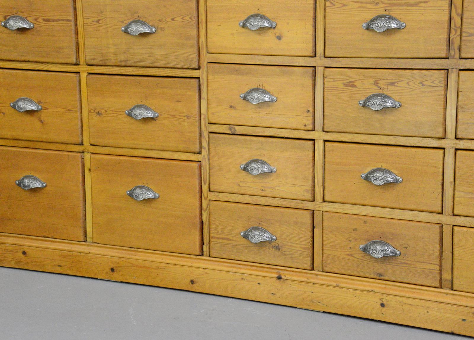 Dutch Pine Bank of Drawers, Circa 1930s