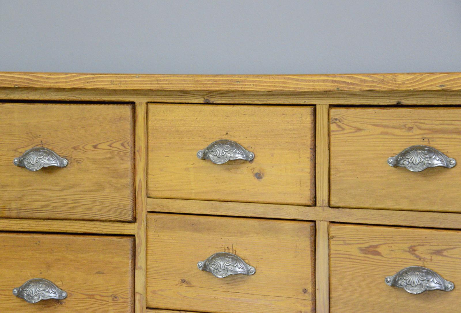 Mid-20th Century Pine Bank of Drawers, Circa 1930s