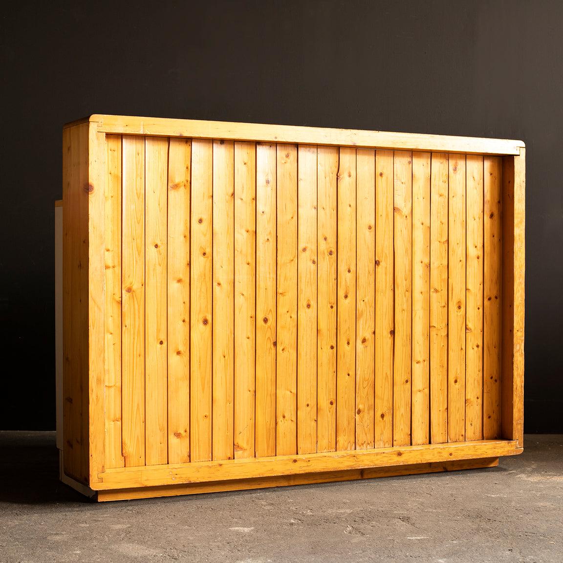 Pine Bar Counter with Storage Cabinet from Les Arcs, 1970s For Sale 3