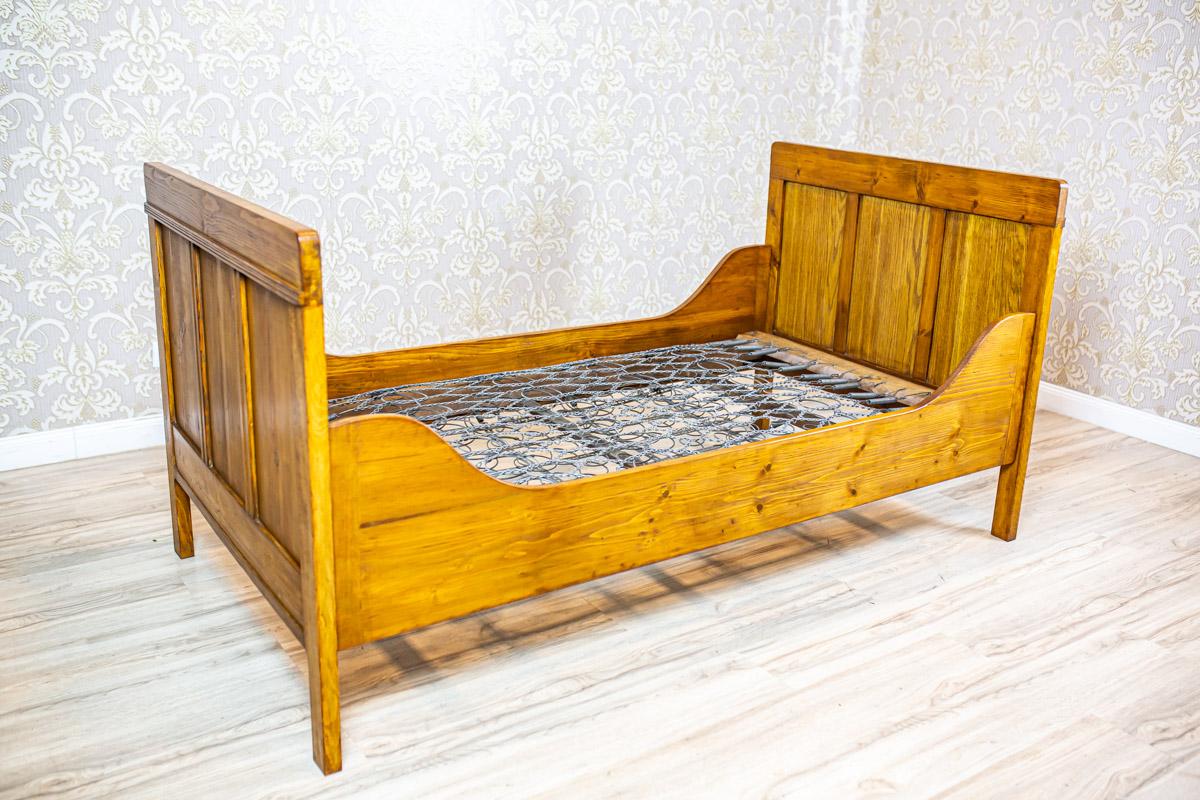 single pine bed with storage