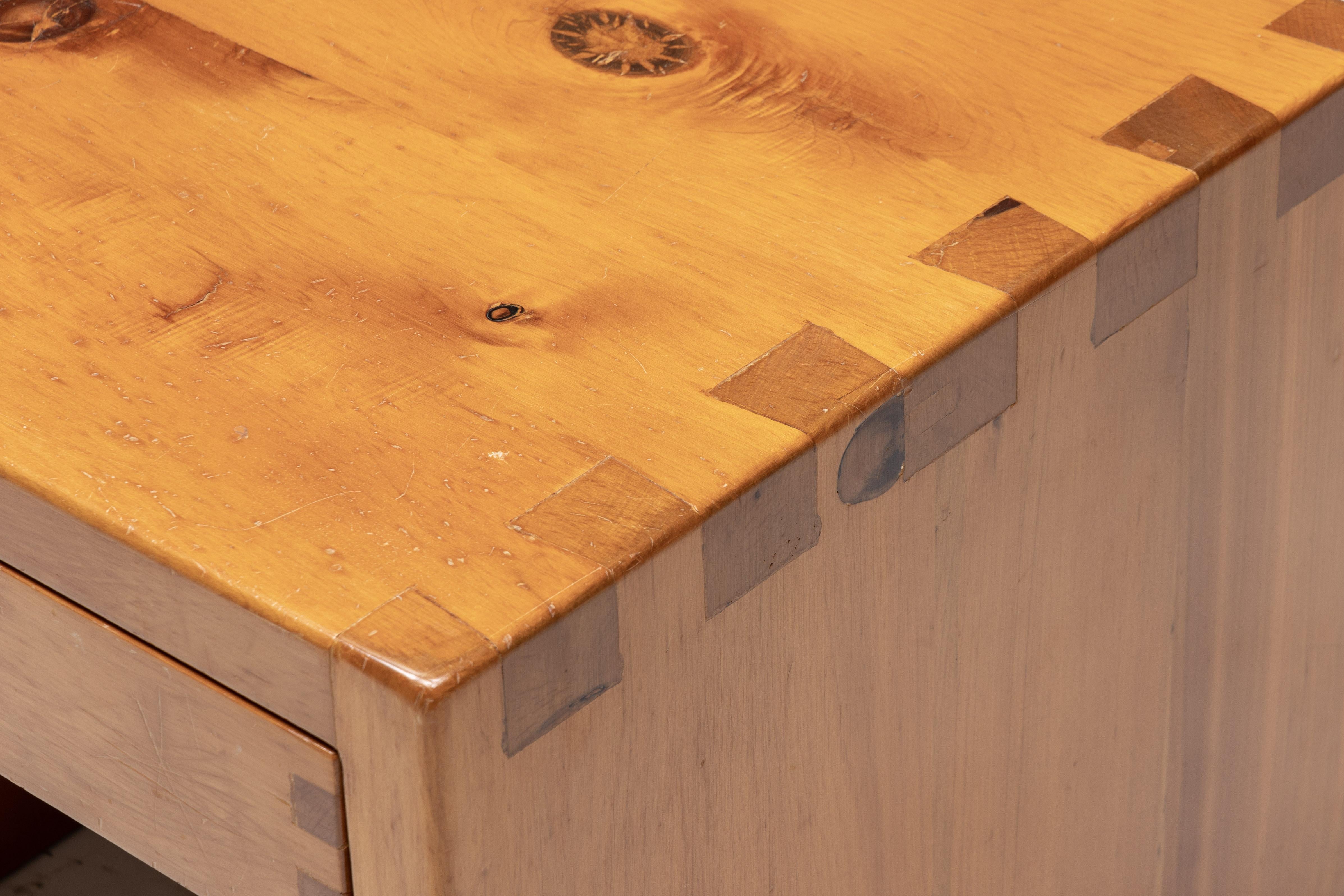 Mid-20th Century Pine Bedside Table Inspired by Charlotte Perriand, France, 1960s For Sale
