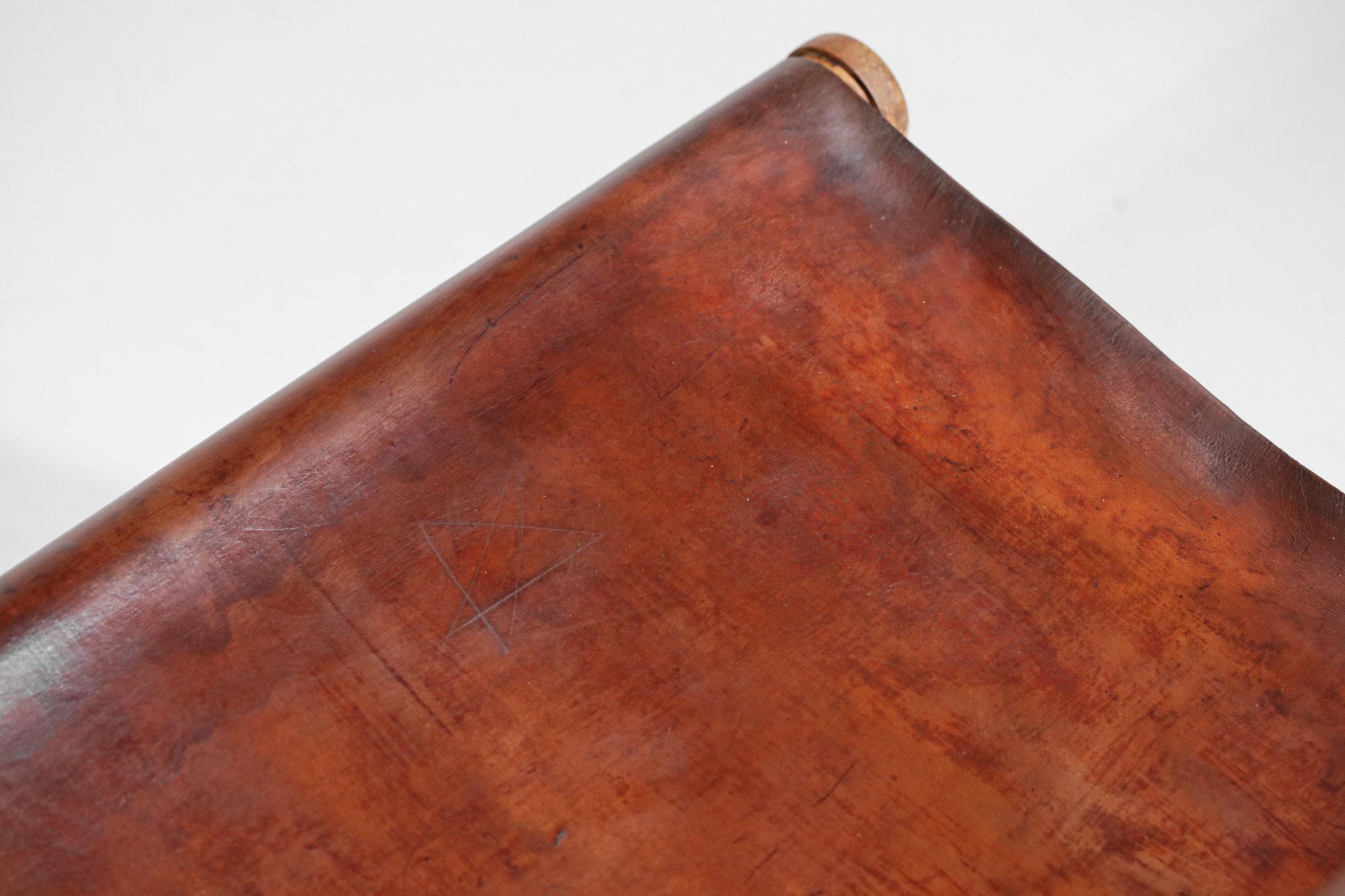 Pine Bench 50s Style Charlotte Perriand or Ilmarii Tapiovaraa Cognac Leather 2
