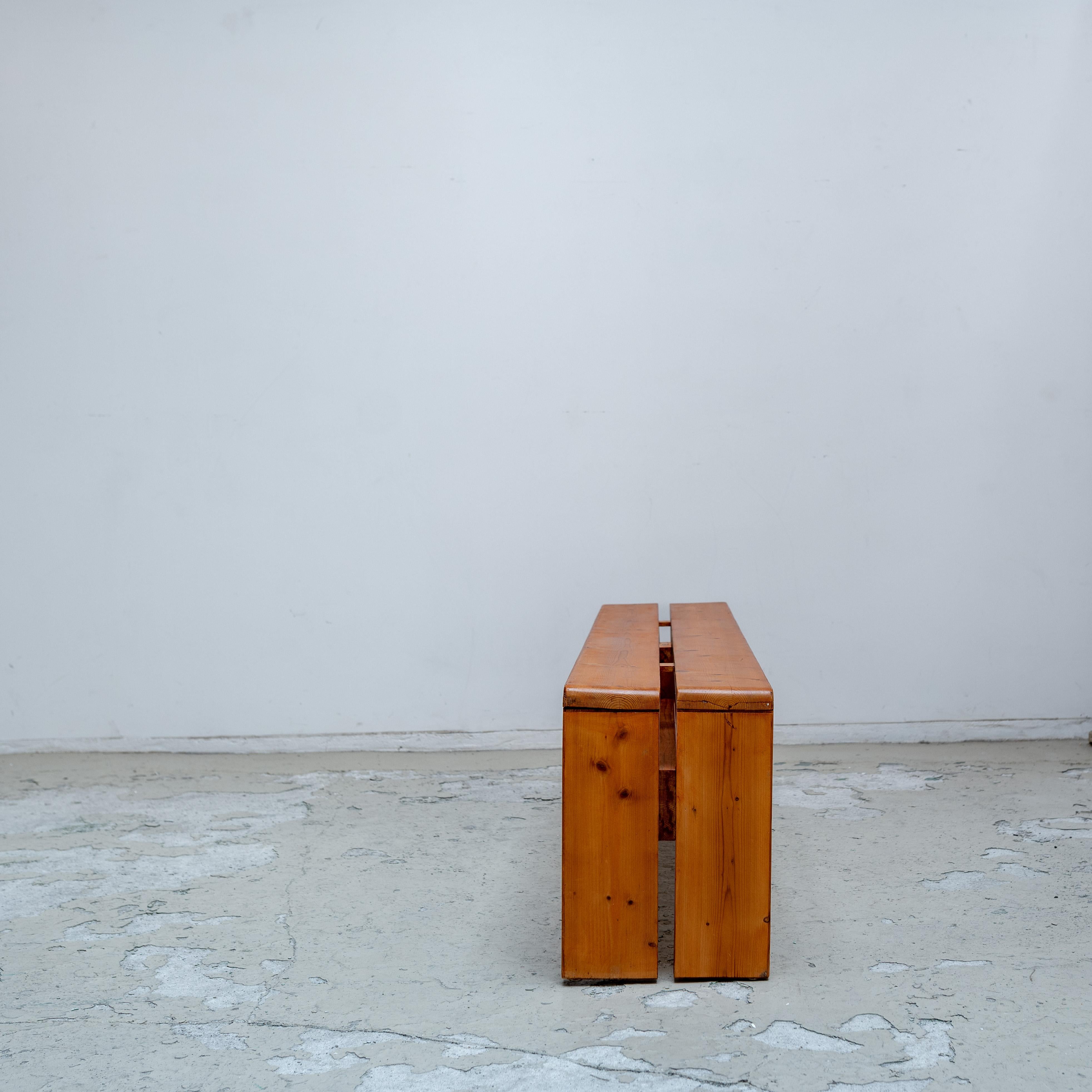 French Pine bench by Charlotte Perriand