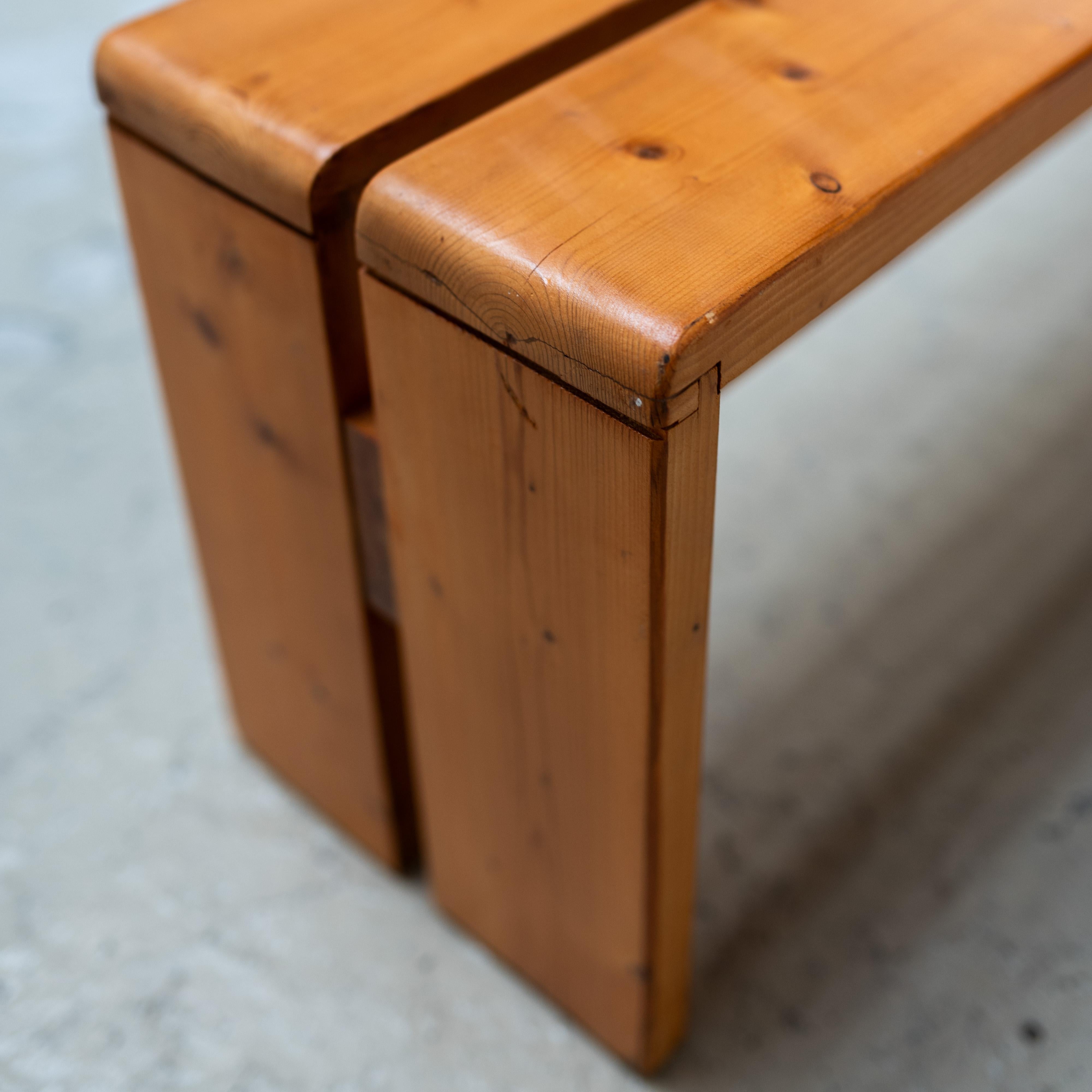 Wood Pine bench by Charlotte Perriand