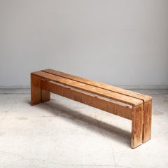 Pine Bench by Charlotte Perriand, France, 1970s, minimalism simple design