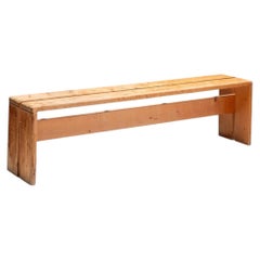 Pine Bench by Charlotte Perriand, France, 1970s, minimalism simple design
