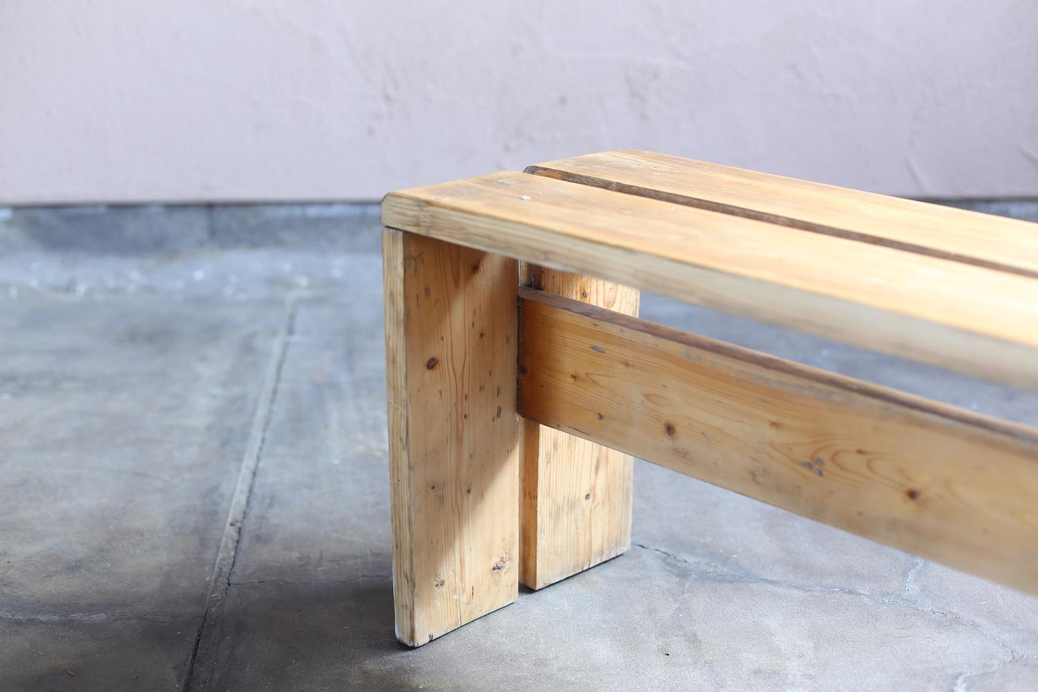 Pine Bench for Les Arcs by Chalrotte Perriand For Sale 4