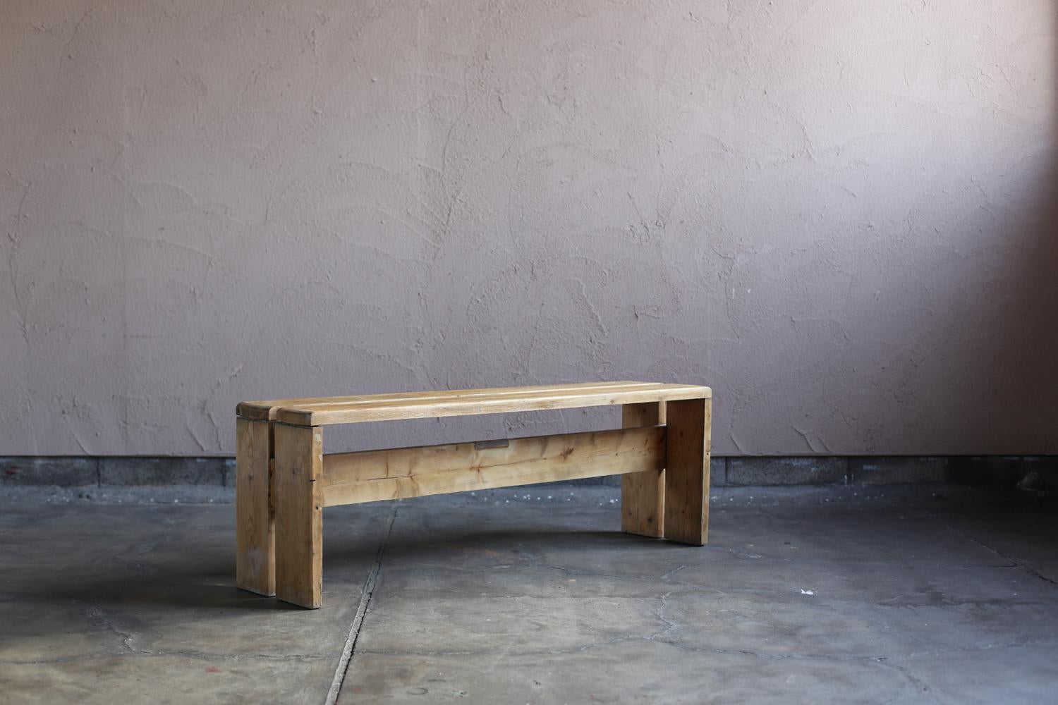 A 3 seater bench designed under the supervision of Charlotte Perriand for Les Arcs, a French ski resort.