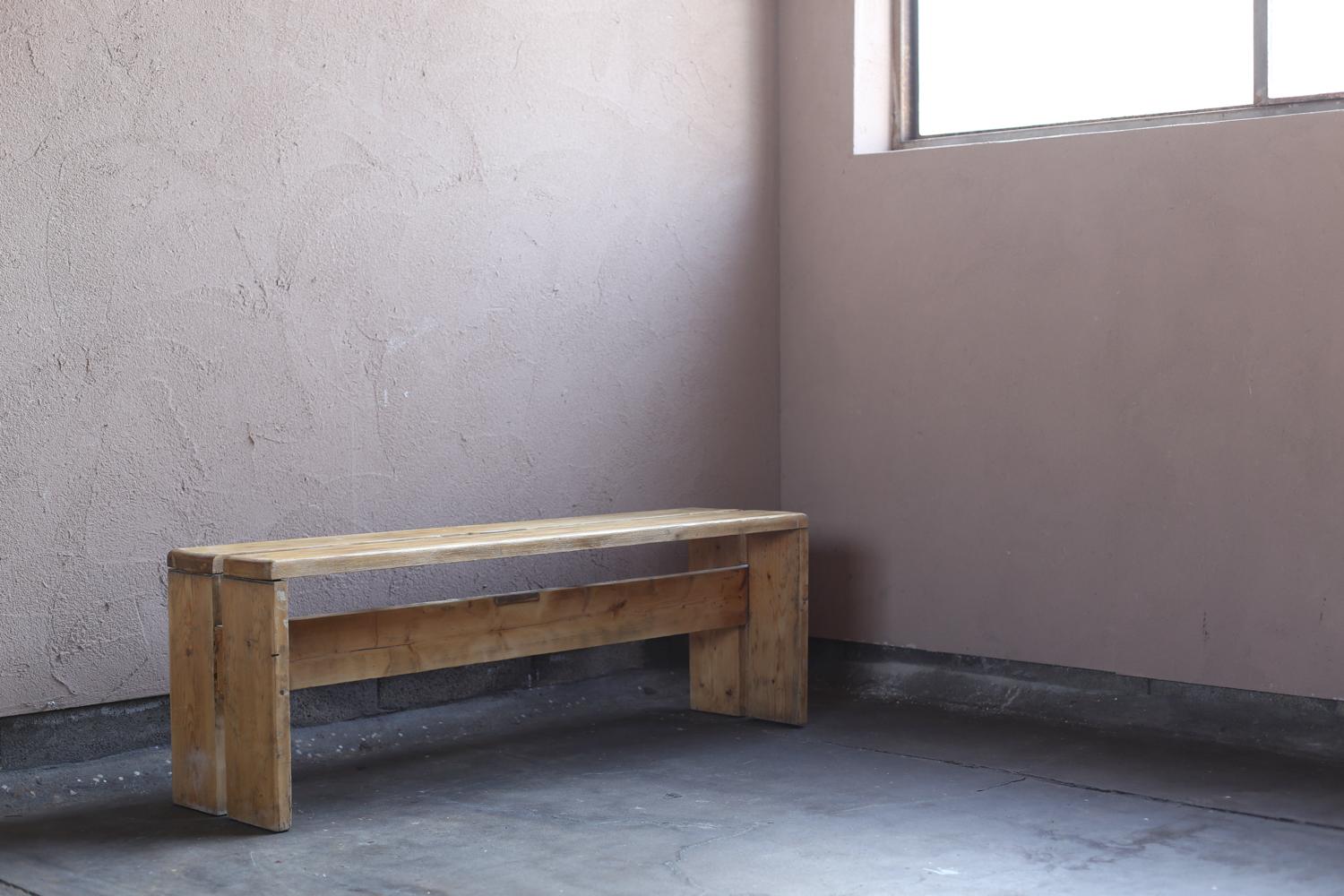 French Pine Bench for Les Arcs by Chalrotte Perriand For Sale