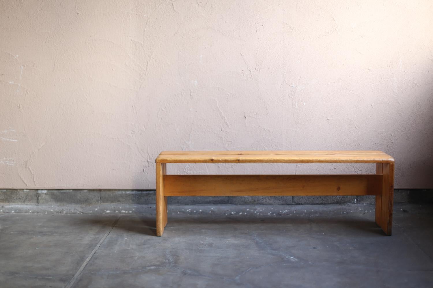 Mid-Century Modern Pine Bench for Les Arcs by Chalrotte Perriand For Sale
