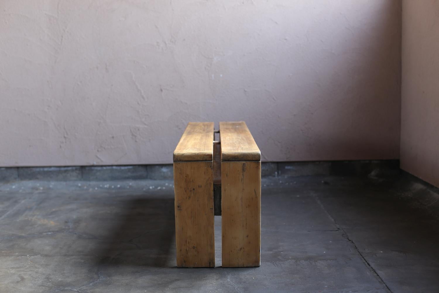 Woodwork Pine Bench for Les Arcs by Chalrotte Perriand For Sale