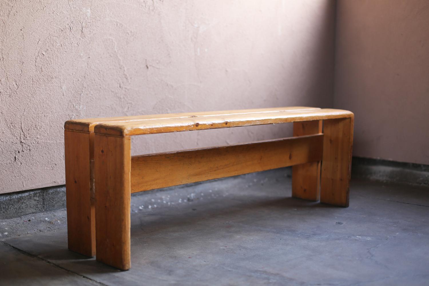 French Pine Bench for Les Arcs by Chalrotte Perriand For Sale