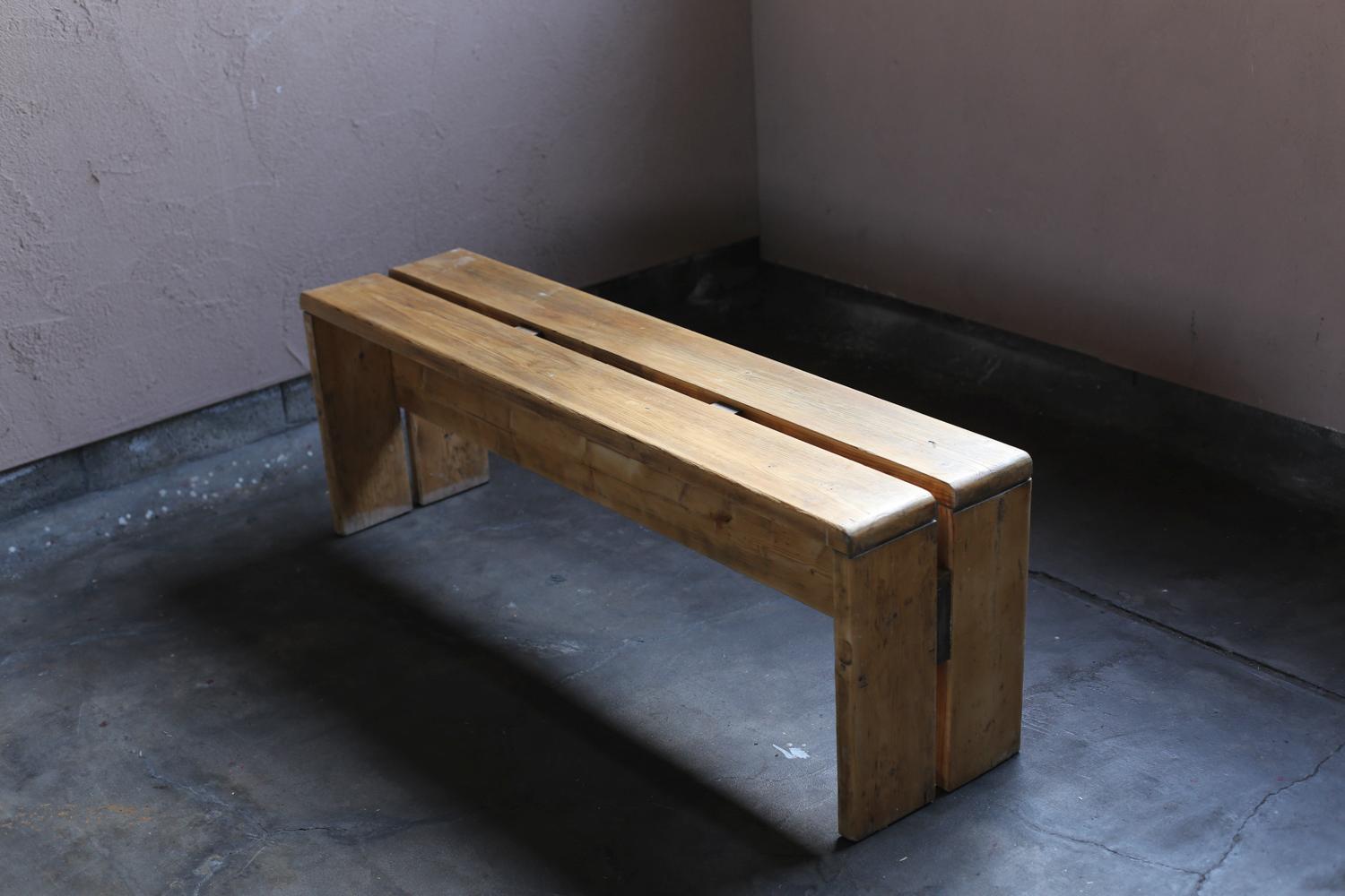 Late 20th Century Pine Bench for Les Arcs by Chalrotte Perriand For Sale