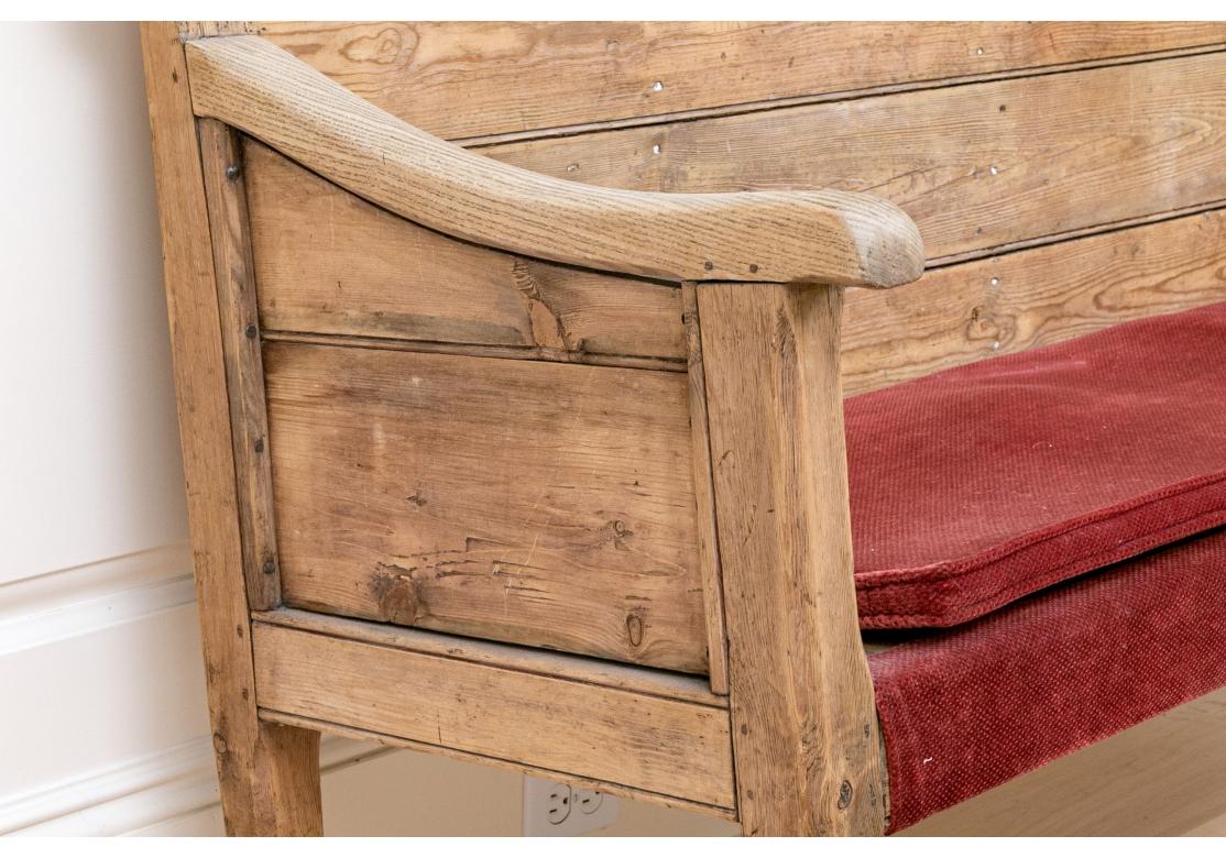 Pine Bench From Antique Wood in Rustic Style  In Fair Condition For Sale In Bridgeport, CT