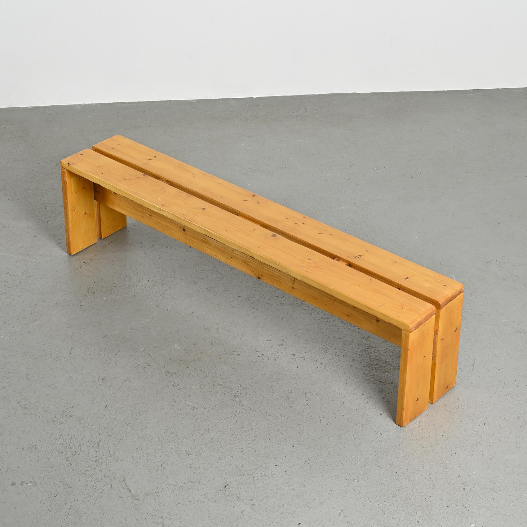 French Pine Bench from Les Arcs, France, circa 1973 For Sale