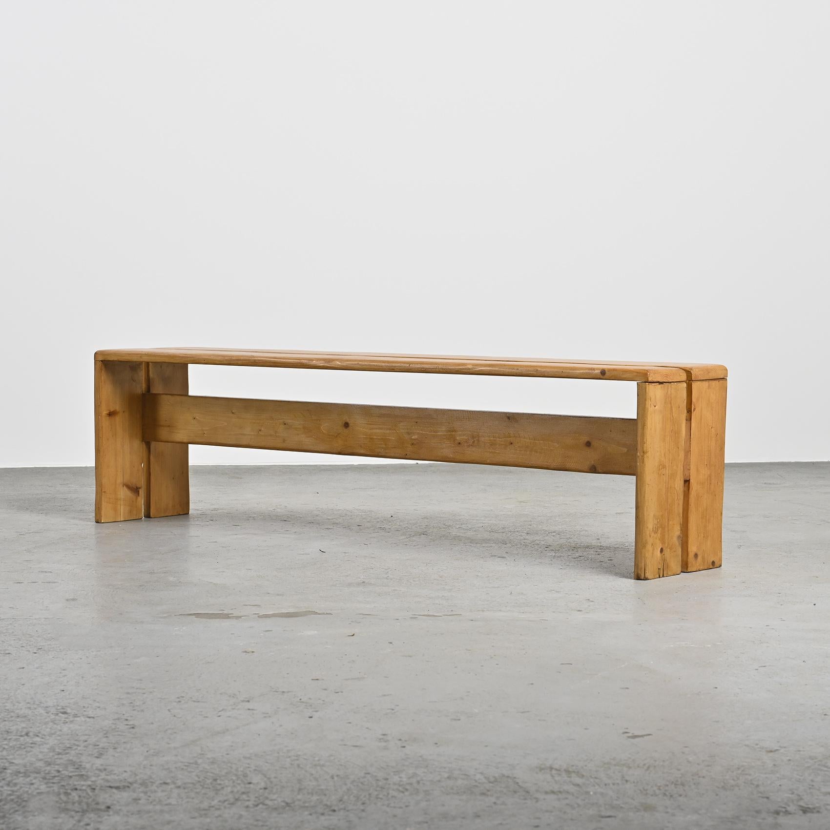 French Pine Bench from Les Arcs, France, circa 1973 For Sale