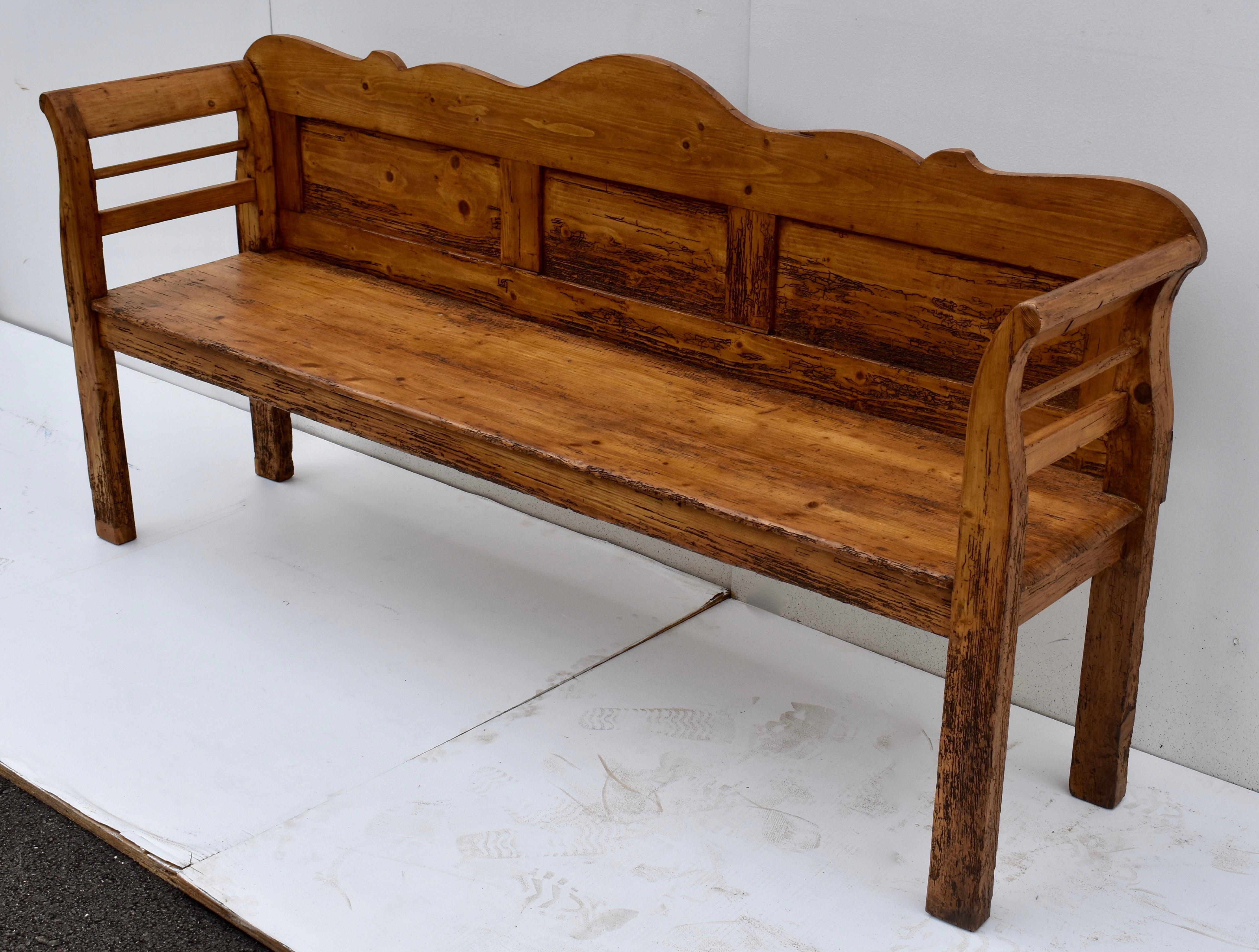 pine bench with back