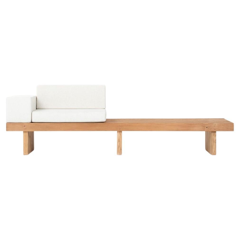 Bench aus Kiefernholz mit Kissen, 1950