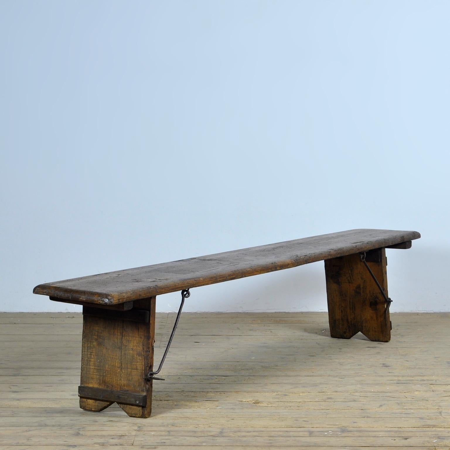 French Pine Bench With Folding Legs, Circa 1900 For Sale