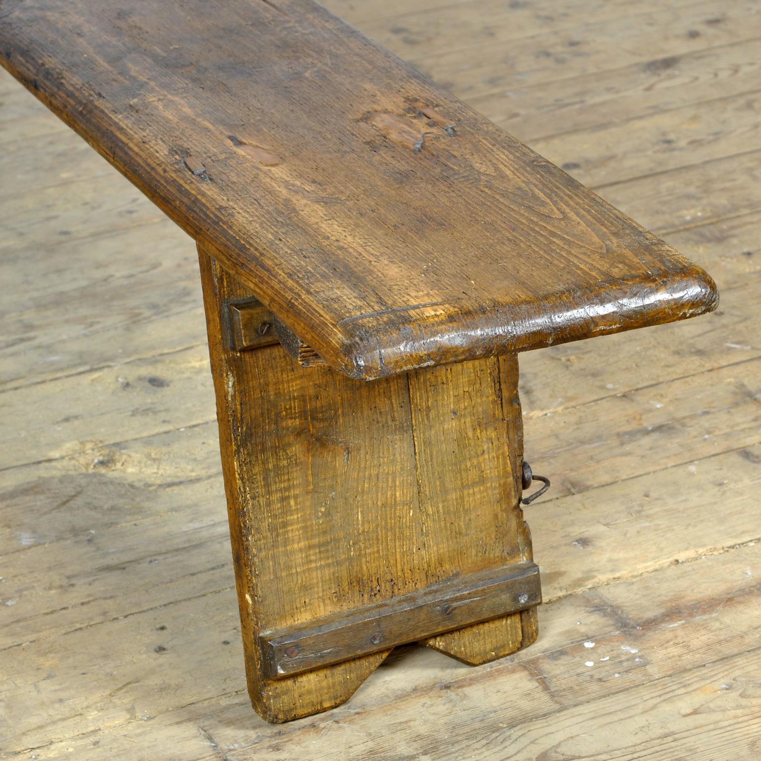 Early 20th Century Pine Bench With Folding Legs, Circa 1900 For Sale