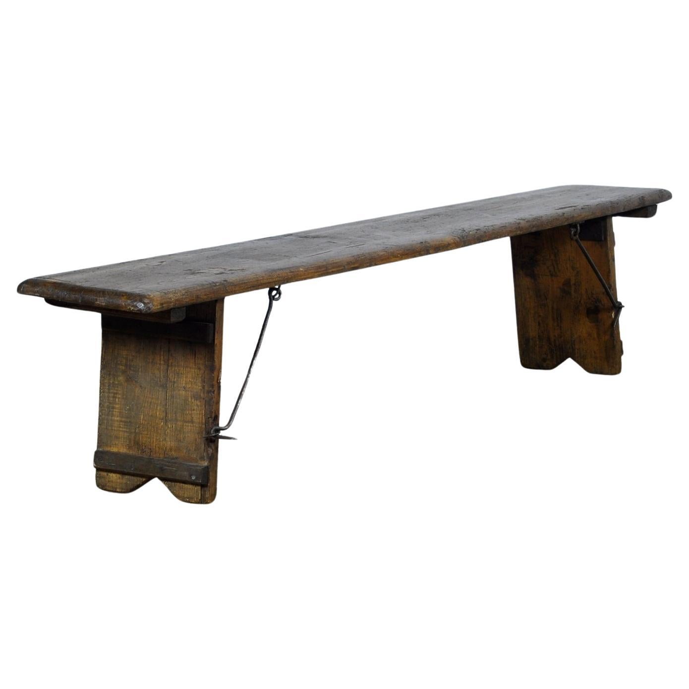 Pine Bench With Folding Legs, Circa 1900 For Sale