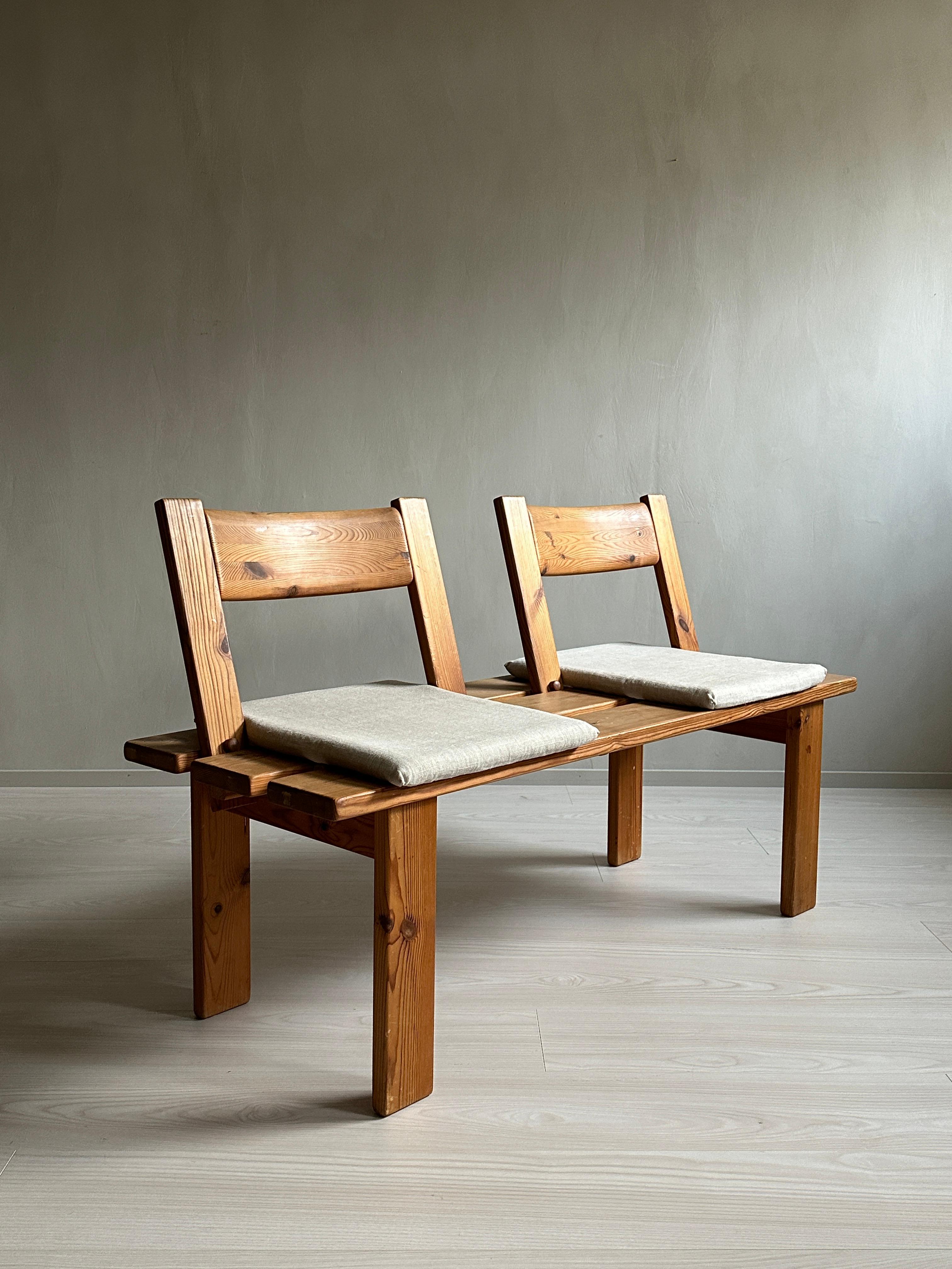Pine Bench with Linen Cushions by Peter Opsvik, Norway, C. 1970s 4