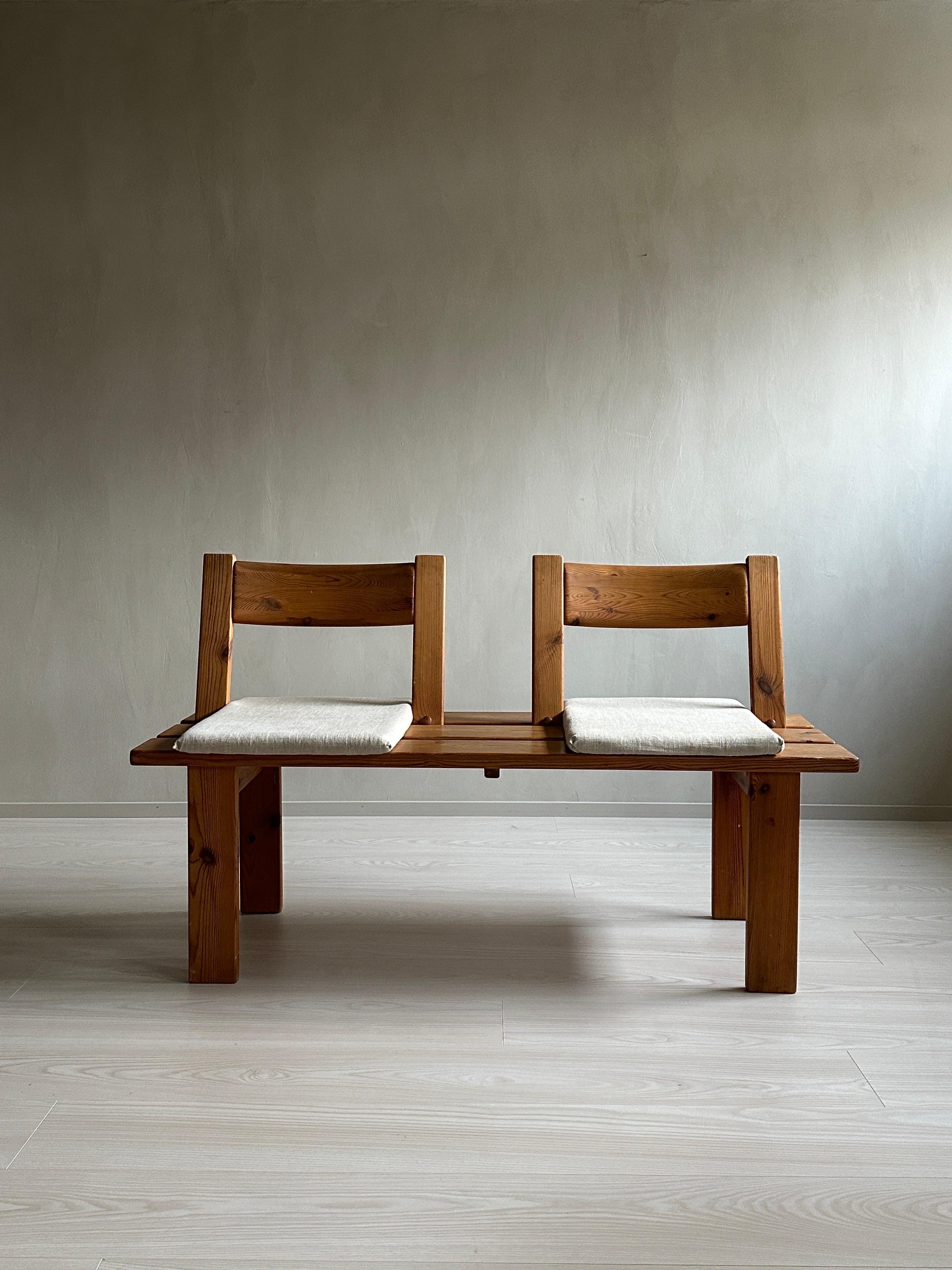 Pine Bench with Linen Cushions by Peter Opsvik, Norway, C. 1970s 5