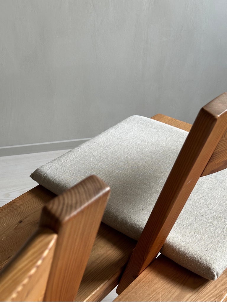 20th Century Pine Bench with Linen Cushions by Peter Opsvik, Norway, C. 1970s For Sale