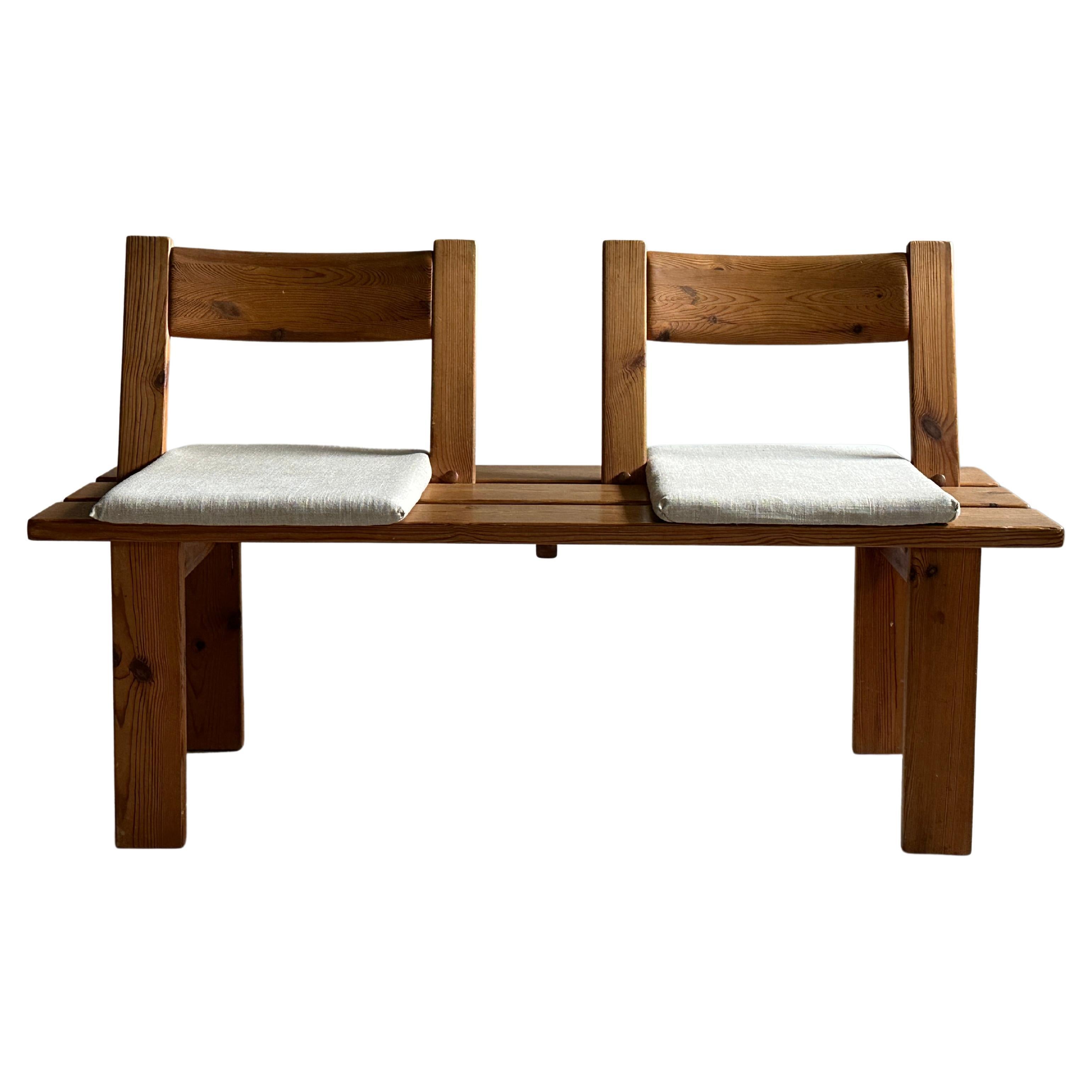 Pine Bench with Linen Cushions by Peter Opsvik, Norway, C. 1970s
