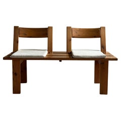 Retro Pine Bench with Linen Cushions by Peter Opsvik, Norway, C. 1970s