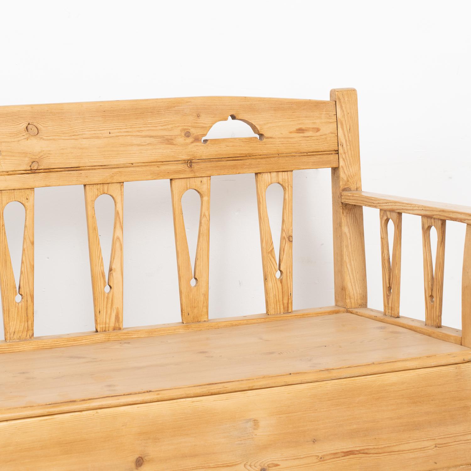 Pine Bench With Storage, Sweden circa 1880 For Sale 4