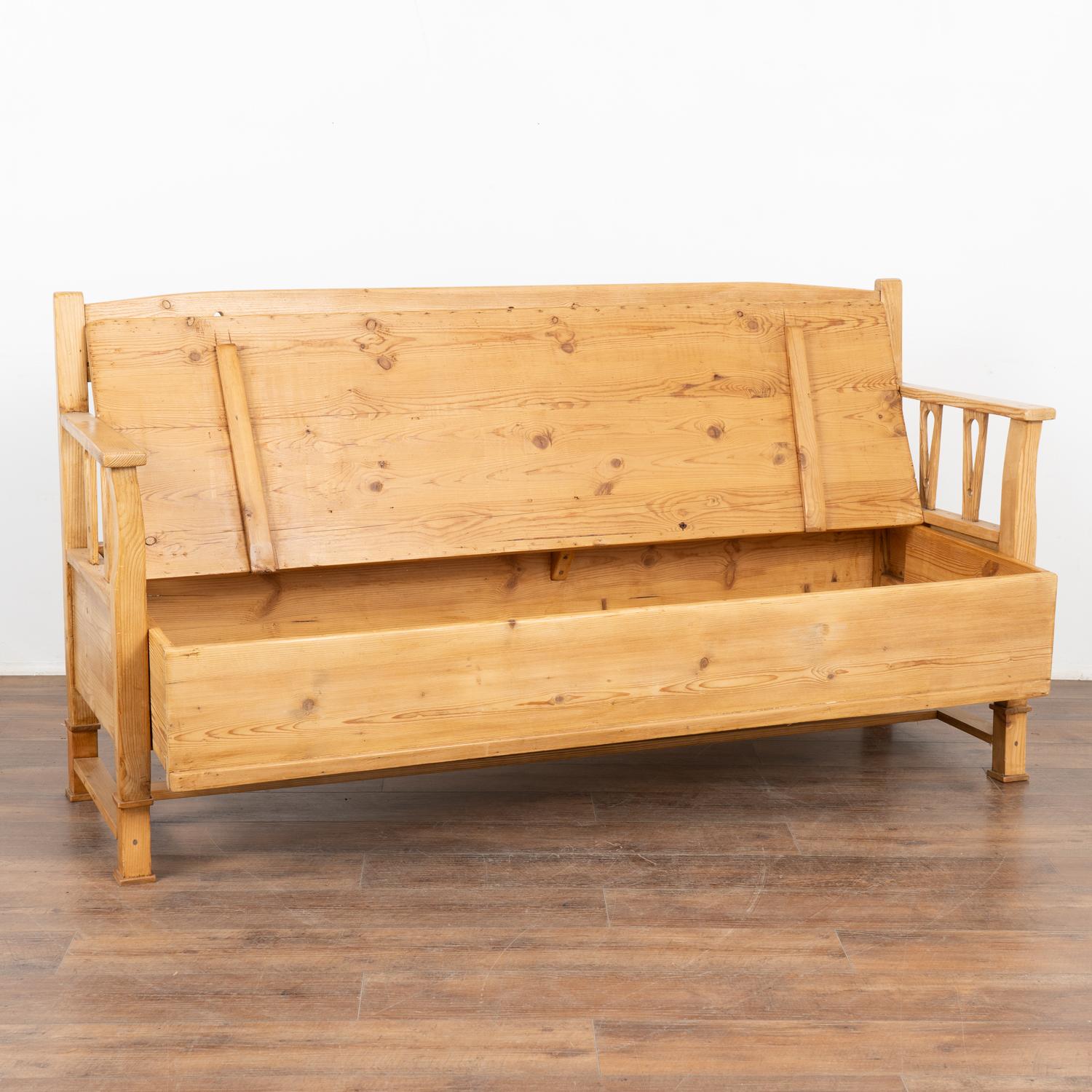 Country Pine Bench With Storage, Sweden circa 1880 For Sale