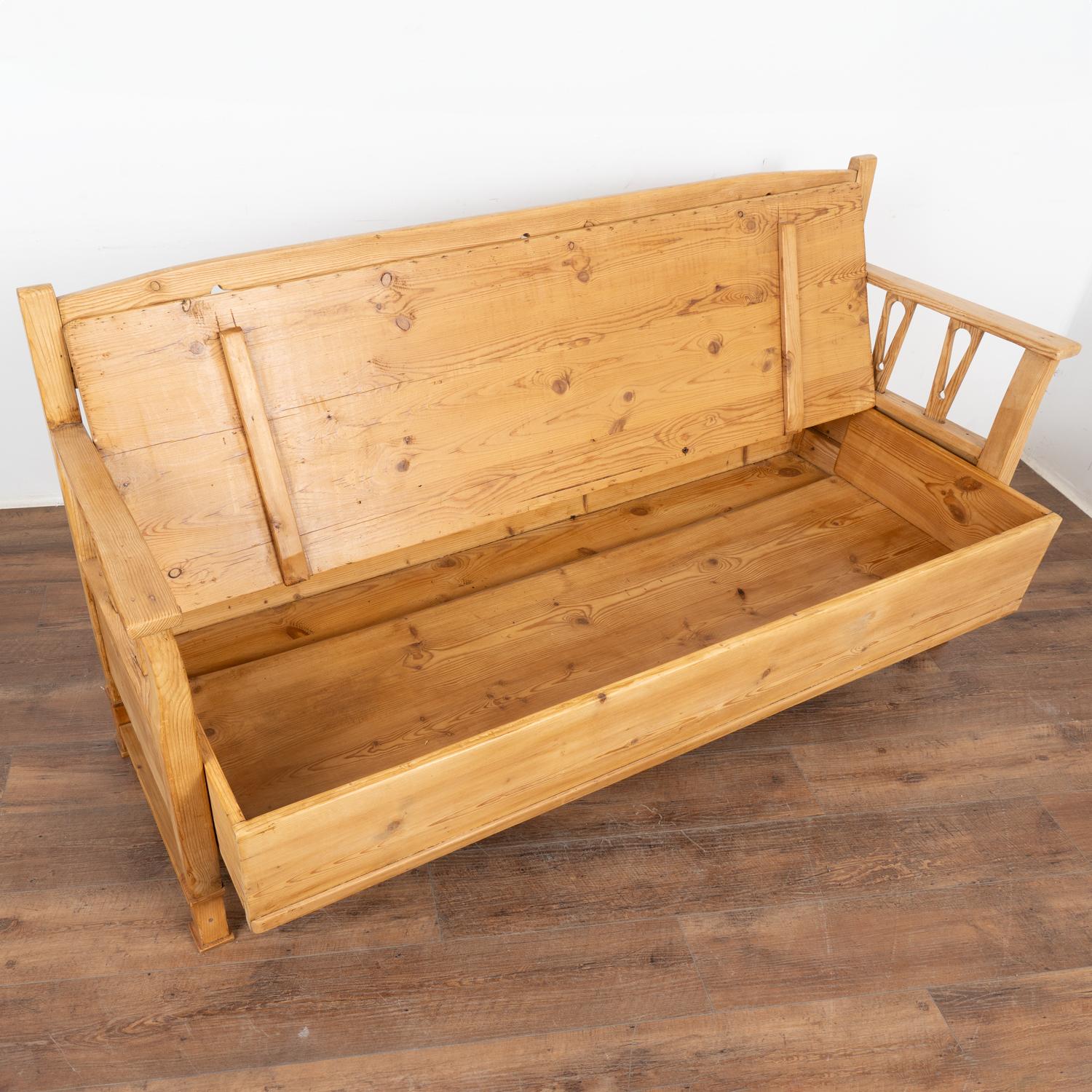 Swedish Pine Bench With Storage, Sweden circa 1880 For Sale