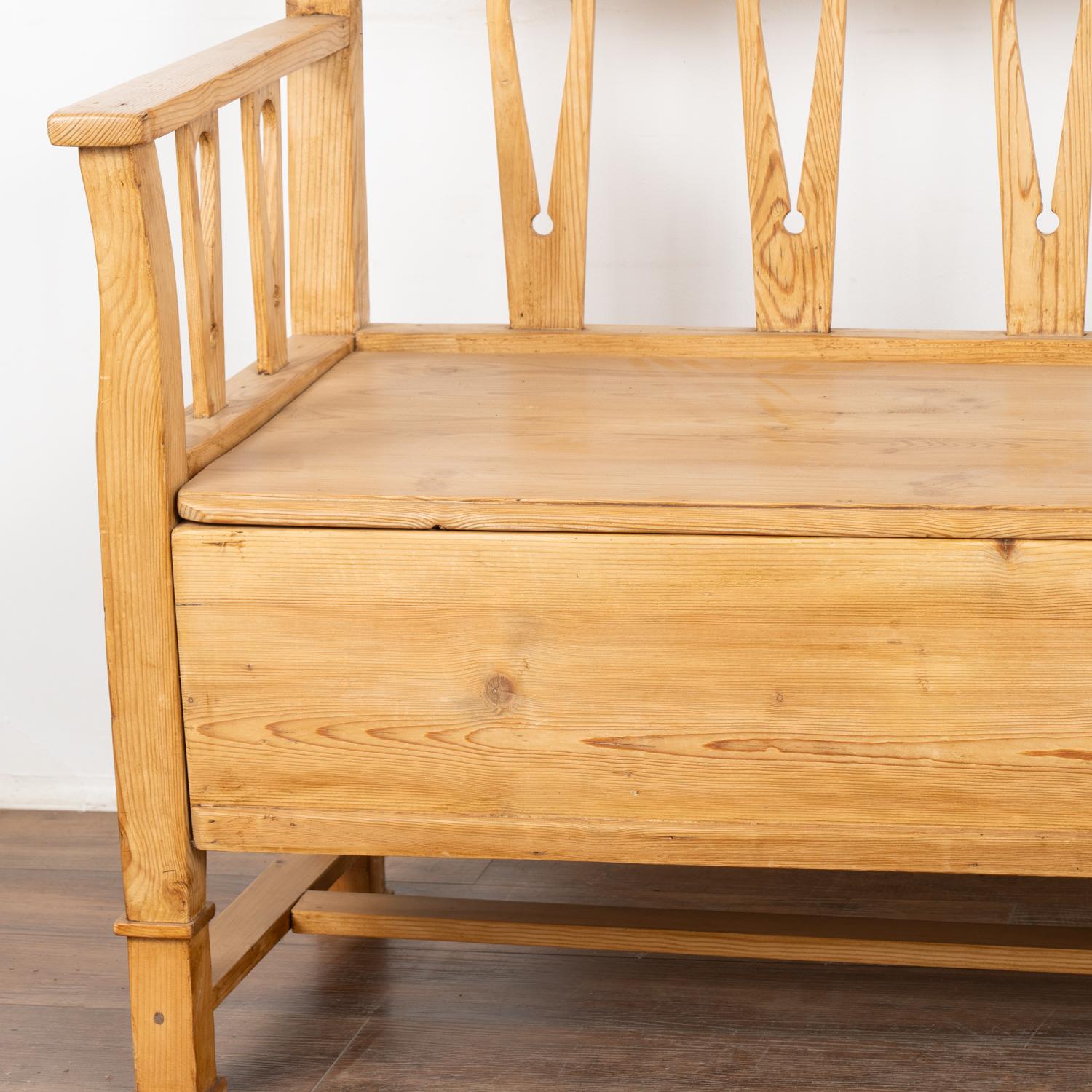 Pine Bench With Storage, Sweden circa 1880 For Sale 1
