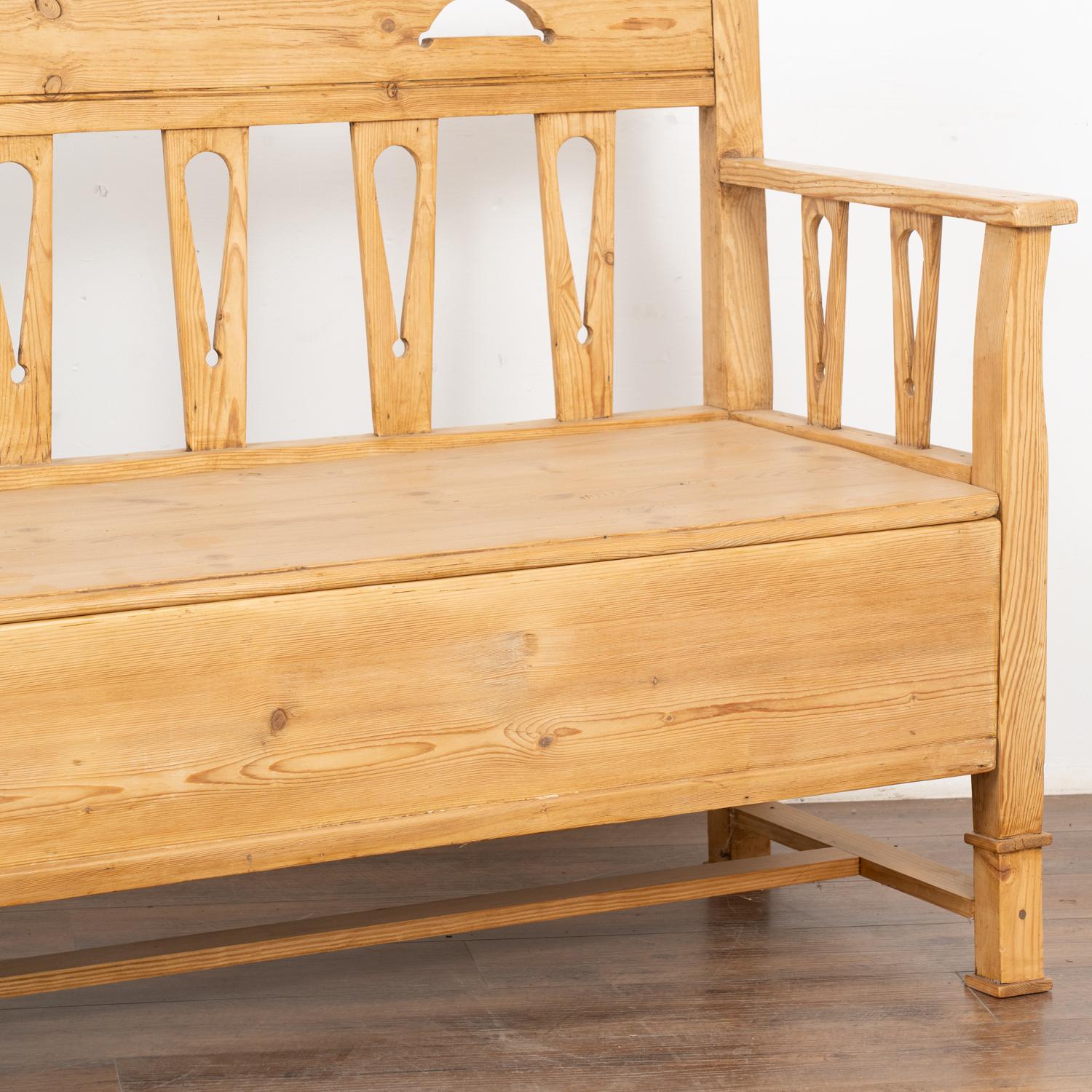 Pine Bench With Storage, Sweden circa 1880 For Sale 3